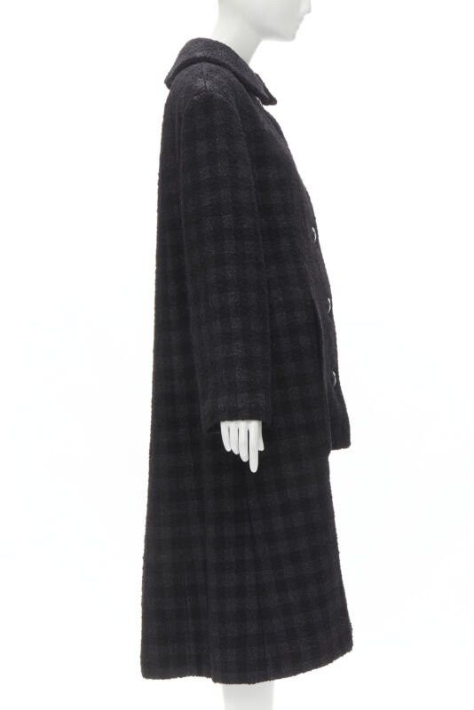 Chanel CHANEL 13K black lurex check tweed Globe CC button high low coat FR36 XS Size XS / US 0-2 / IT 36-38 - 5 Thumbnail
