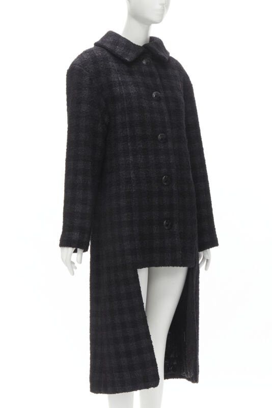 Chanel CHANEL 13K black lurex check tweed Globe CC button high low coat FR36 XS Size XS / US 0-2 / IT 36-38 - 4 Thumbnail