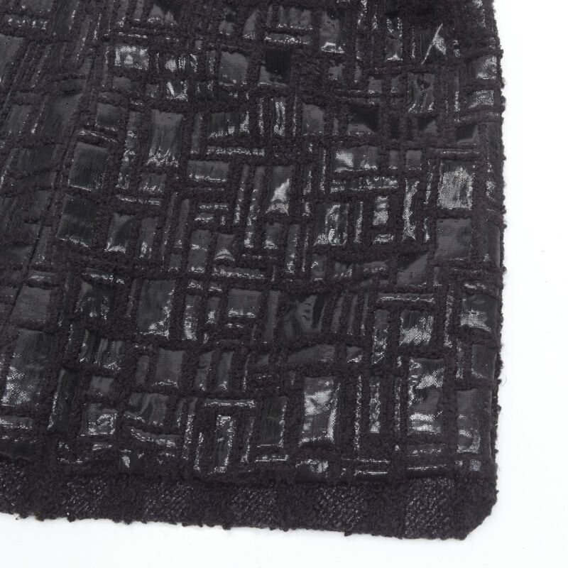 Chanel CHANEL 13K black lurex check tweed Globe CC button high low coat FR36 XS Size XS / US 0-2 / IT 36-38 - 11 Thumbnail