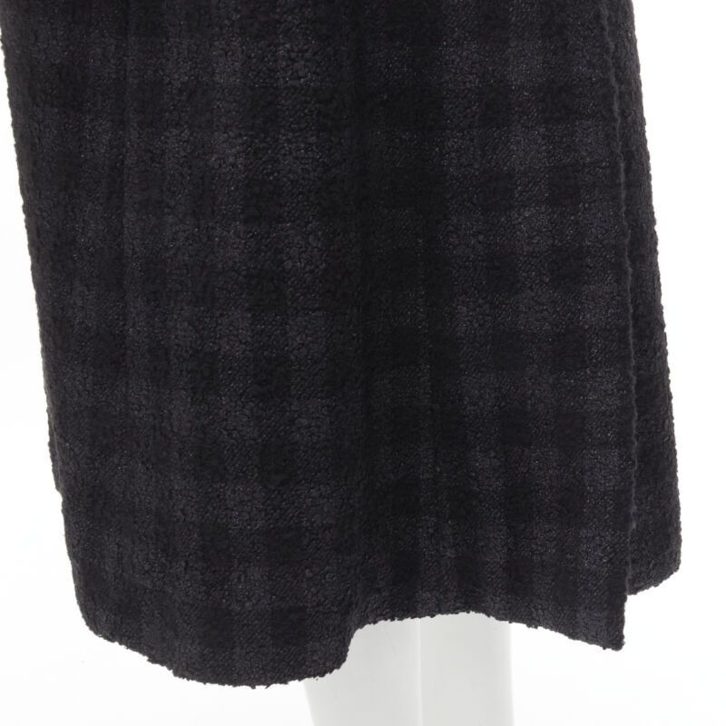 Chanel CHANEL 13K black lurex check tweed Globe CC button high low coat FR36 XS Size XS / US 0-2 / IT 36-38 - 10 Thumbnail