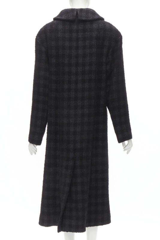 Chanel CHANEL 13K black lurex check tweed Globe CC button high low coat FR36 XS Size XS / US 0-2 / IT 36-38 - 6 Thumbnail