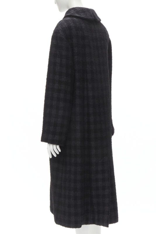 Chanel CHANEL 13K black lurex check tweed Globe CC button high low coat FR36 XS Size XS / US 0-2 / IT 36-38 - 7 Thumbnail