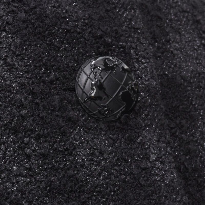 Chanel CHANEL 13K black lurex check tweed Globe CC button high low coat FR36 XS Size XS / US 0-2 / IT 36-38 - 2 Thumbnail