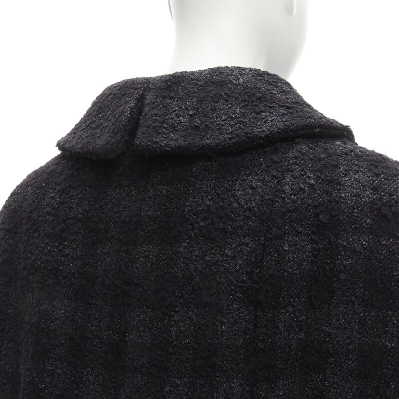 Chanel CHANEL 13K black lurex check tweed Globe CC button high low coat FR36 XS Size XS / US 0-2 / IT 36-38 - 8 Thumbnail