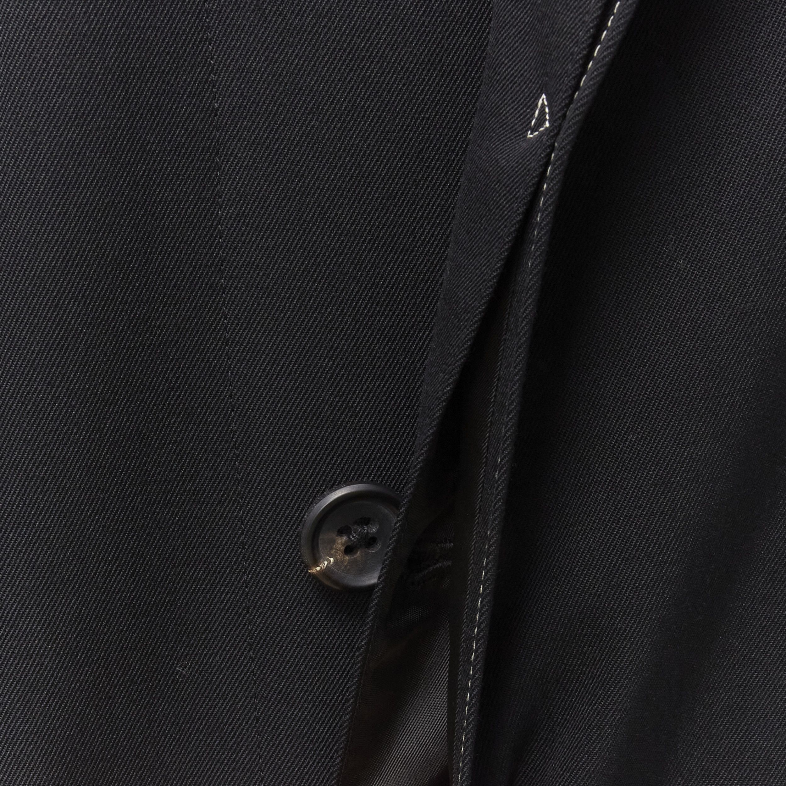 Yohji Yamamoto YOHJI YAMAMOTO HOMME 1997 Vintage Runway black white topstitched draped belted coat M Size US M / EU 48-50 / 2 - 13 Thumbnail