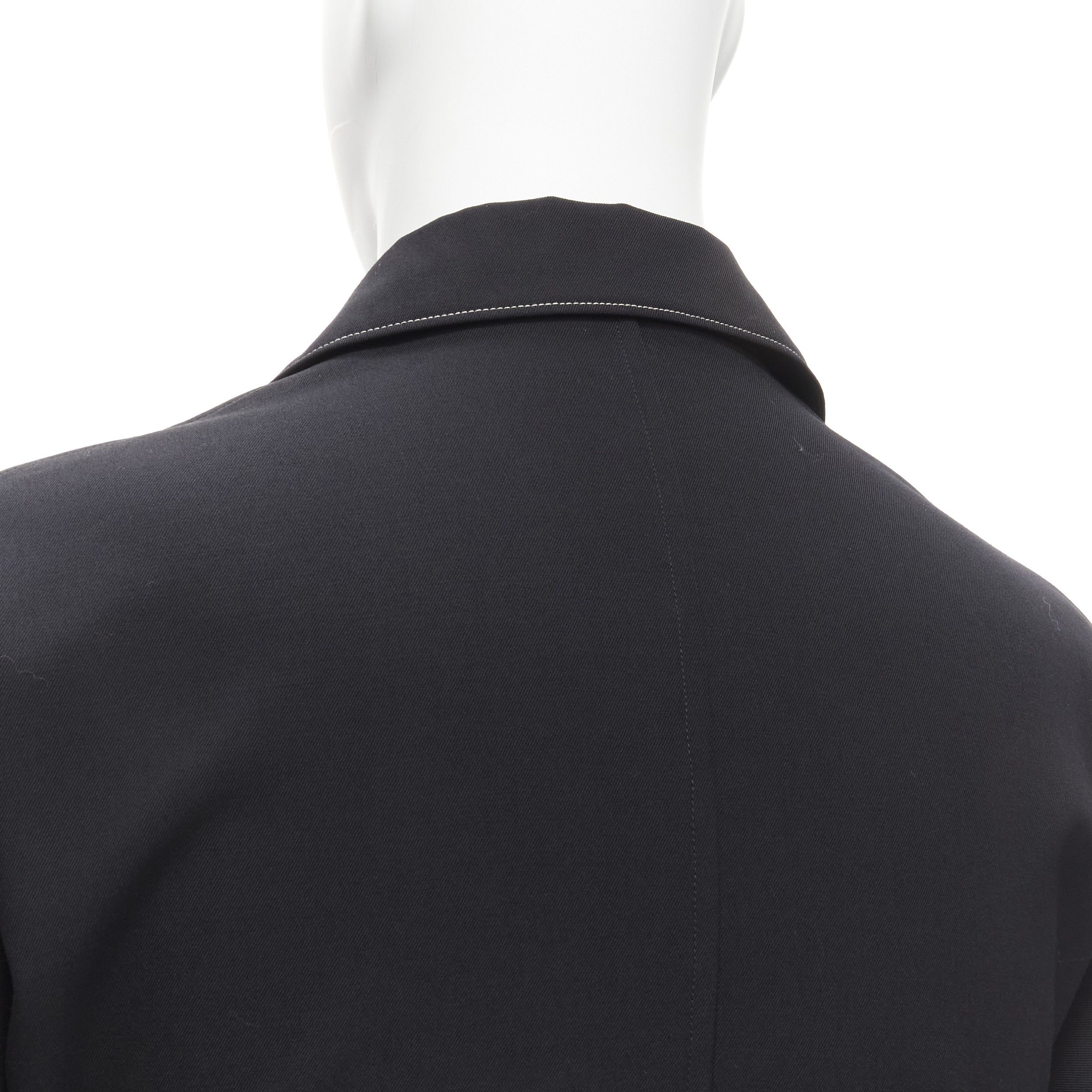 Yohji Yamamoto YOHJI YAMAMOTO HOMME 1997 Vintage Runway black white topstitched draped belted coat M Size US M / EU 48-50 / 2 - 11 Thumbnail