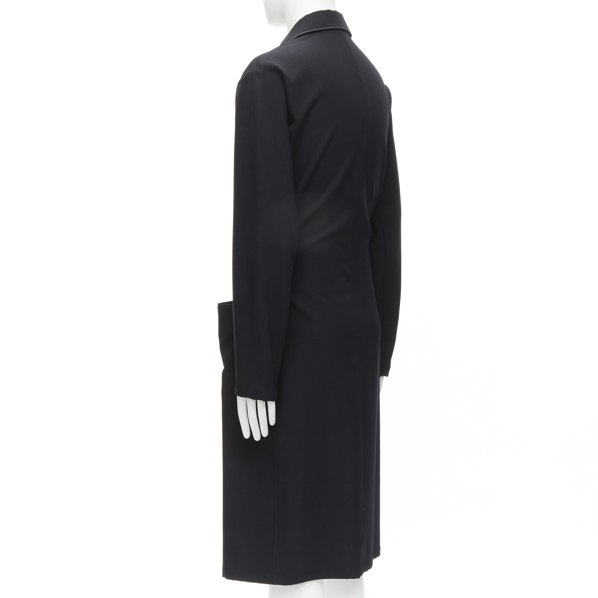 Yohji Yamamoto YOHJI YAMAMOTO HOMME 1997 Vintage Runway black white topstitched draped belted coat M Size US M / EU 48-50 / 2 - 7 Thumbnail