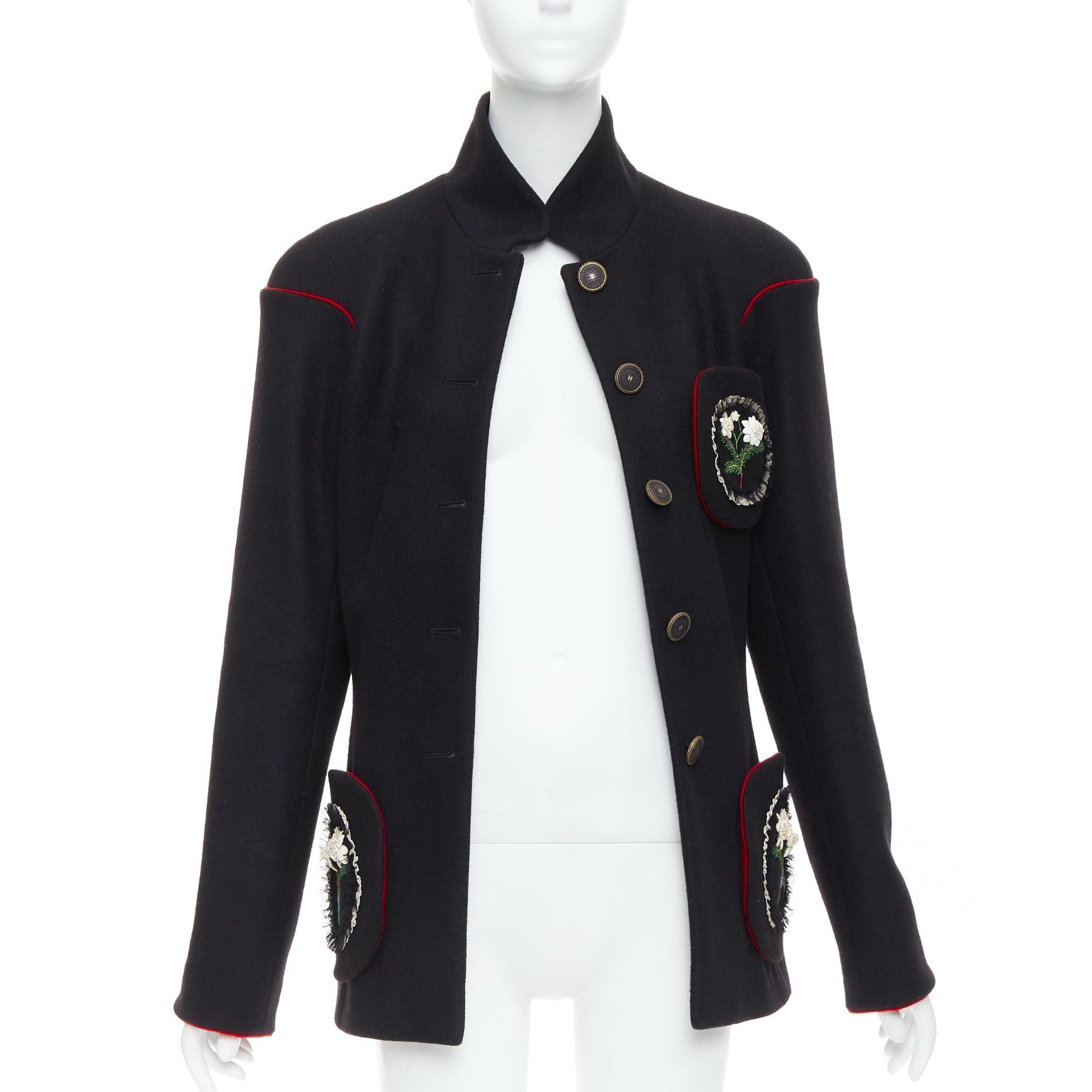 Chanel rare CHANEL 2015 Runway Edelweiss flower embroidery circle pocket wool coat FR42 Size L / US 10 / IT 46 - 3 Thumbnail