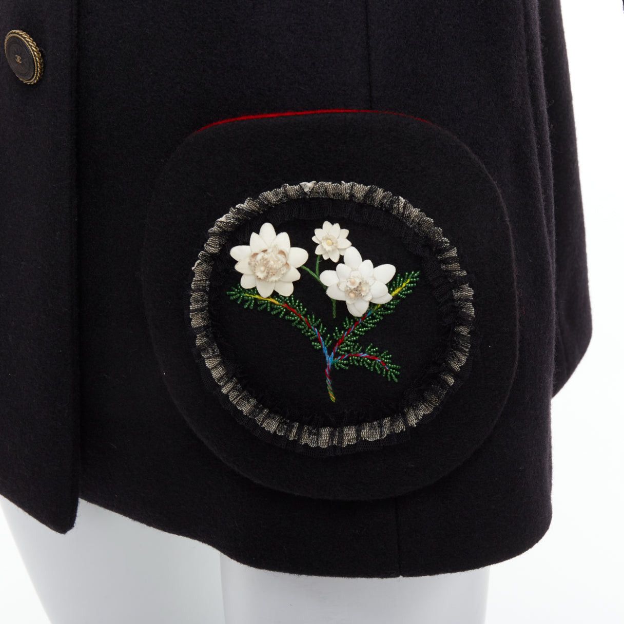 Chanel rare CHANEL 2015 Runway Edelweiss flower embroidery circle pocket wool coat FR42 Size L / US 10 / IT 46 - 2 Thumbnail