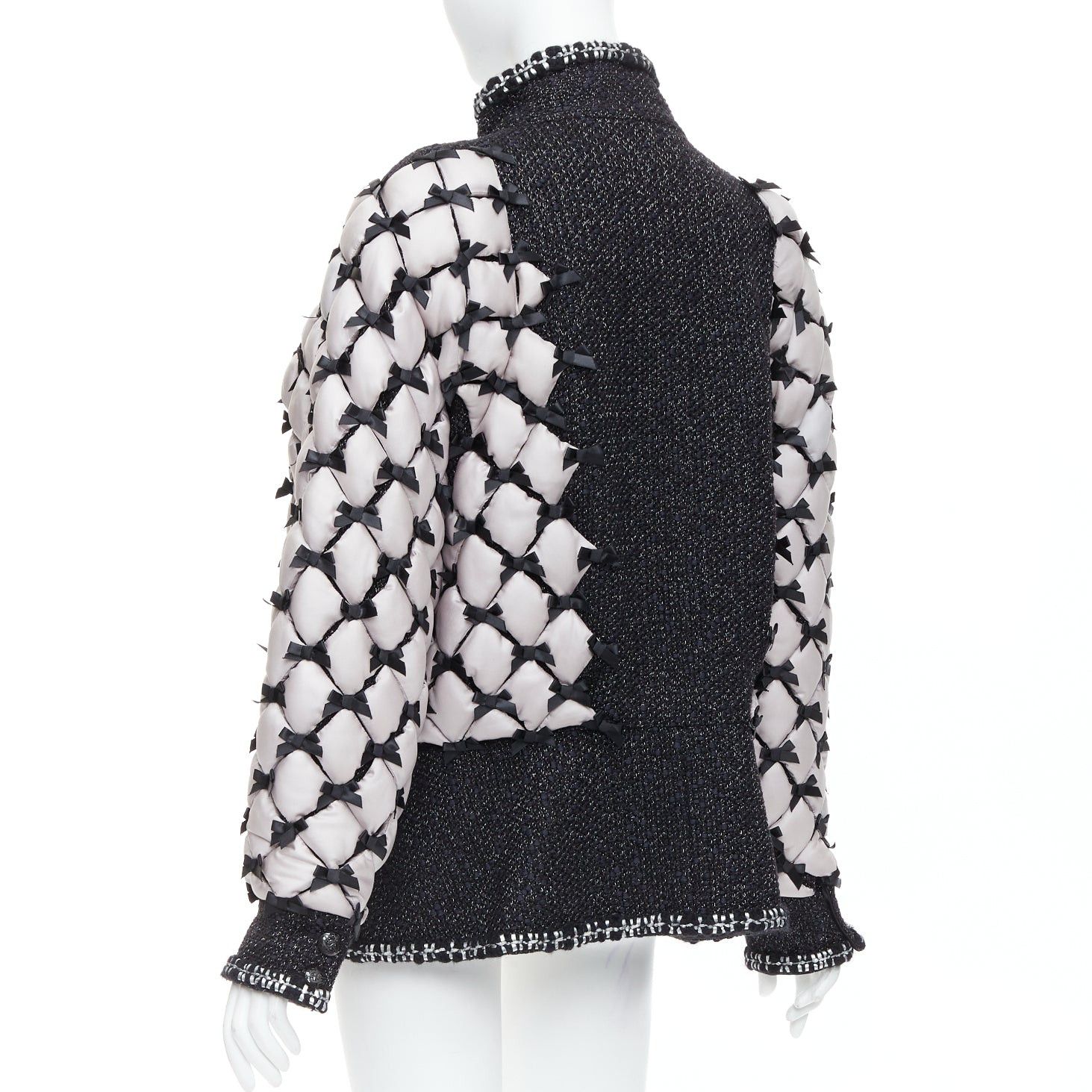 Chanel rare CHANEL 15A Brasserie Runway black tweed white quilted tromp loeil layered jacket FR50 Size XXL / US 16-18 / IT 52-54 - 7 Thumbnail
