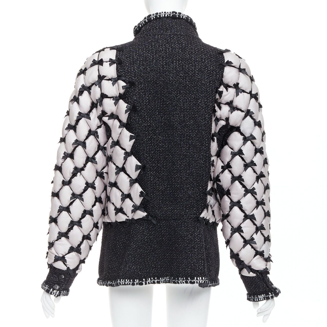 Chanel rare CHANEL 15A Brasserie Runway black tweed white quilted tromp loeil layered jacket FR50 Size XXL / US 16-18 / IT 52-54 - 6 Thumbnail