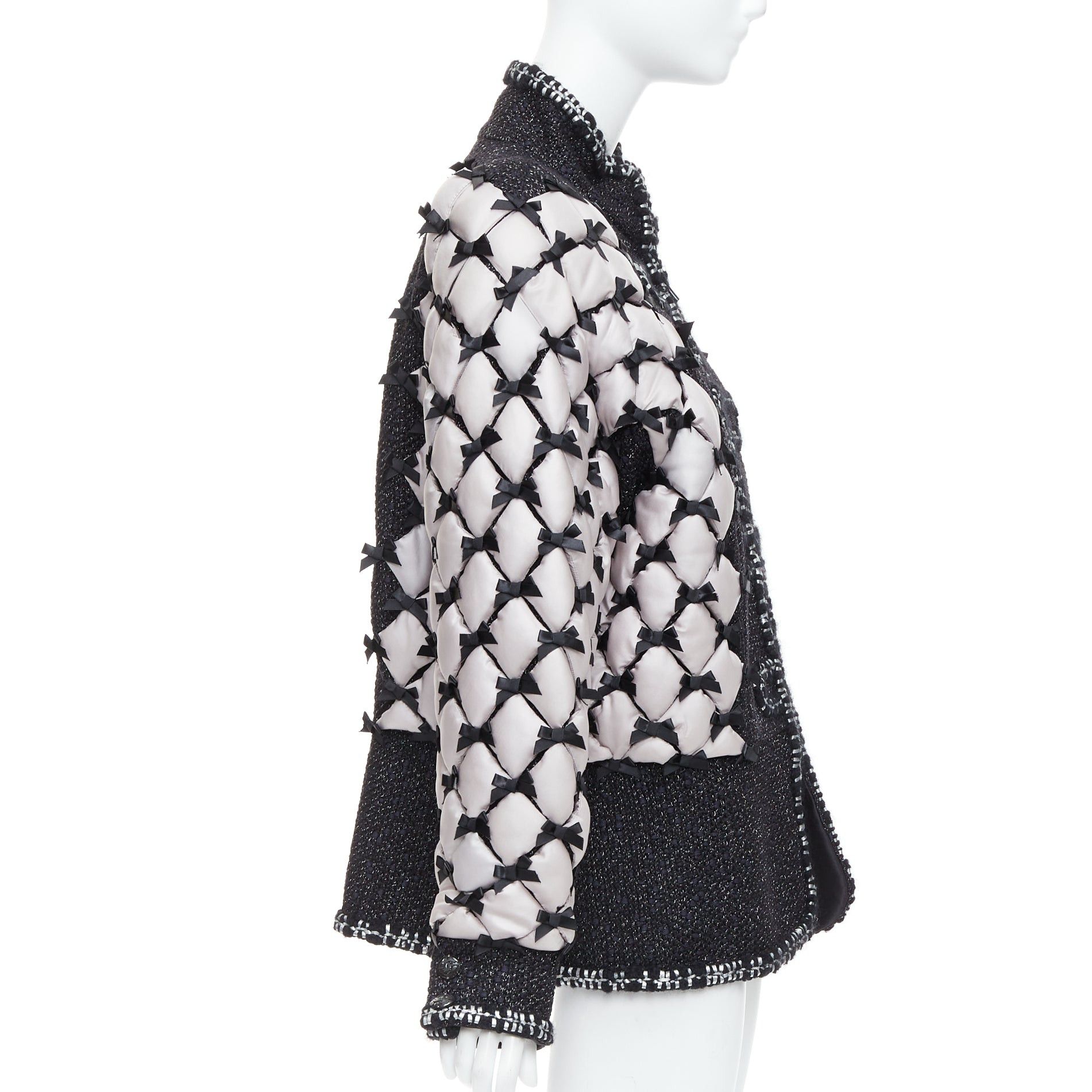 Chanel rare CHANEL 15A Brasserie Runway black tweed white quilted tromp loeil layered jacket FR50 Size XXL / US 16-18 / IT 52-54 - 5 Thumbnail