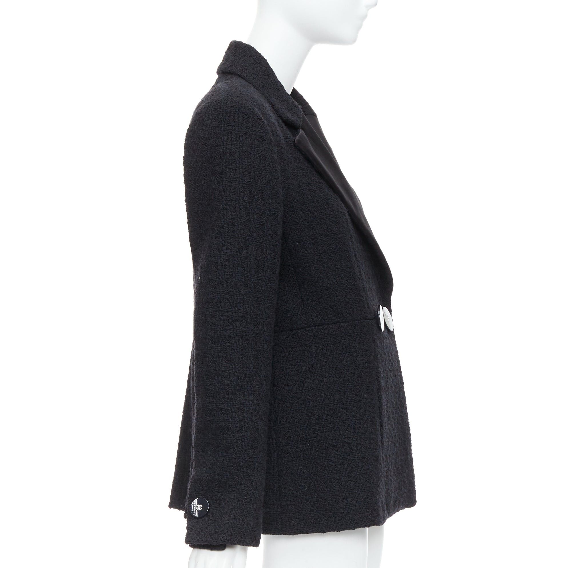 Chanel CHANEL 17A Runway Paris Cosmopolite black tweed double breasted tuxedo jacket FR44 Size XL / US 12-14 / IT 48-50 - 5 Thumbnail