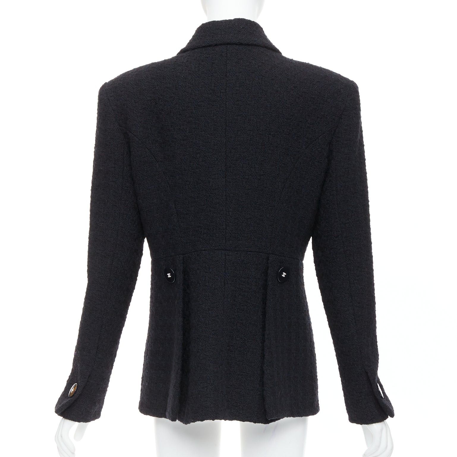 Chanel CHANEL 17A Runway Paris Cosmopolite black tweed double breasted tuxedo jacket FR44 Size XL / US 12-14 / IT 48-50 - 7 Thumbnail