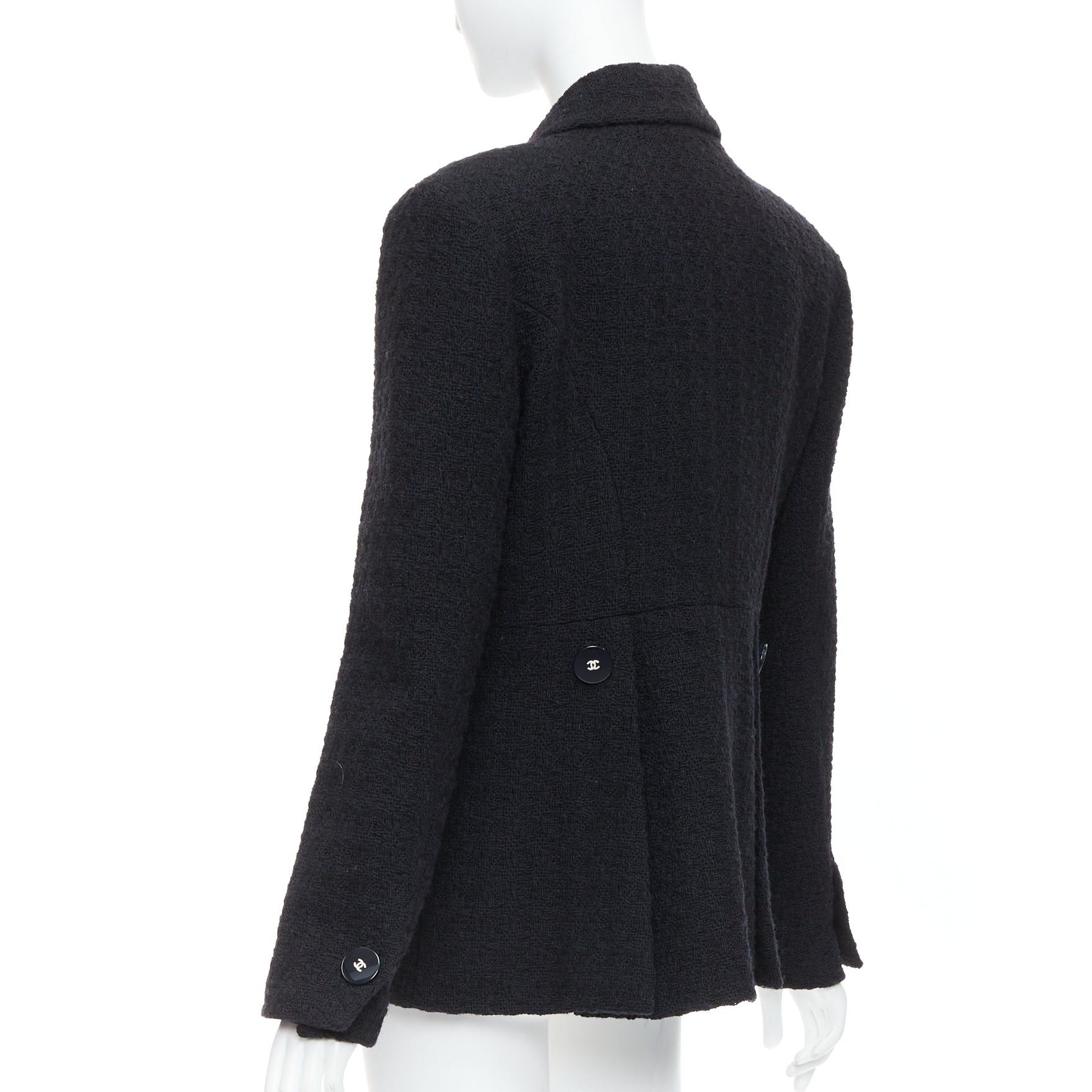 Chanel CHANEL 17A Runway Paris Cosmopolite black tweed double breasted tuxedo jacket FR44 Size XL / US 12-14 / IT 48-50 - 8 Thumbnail