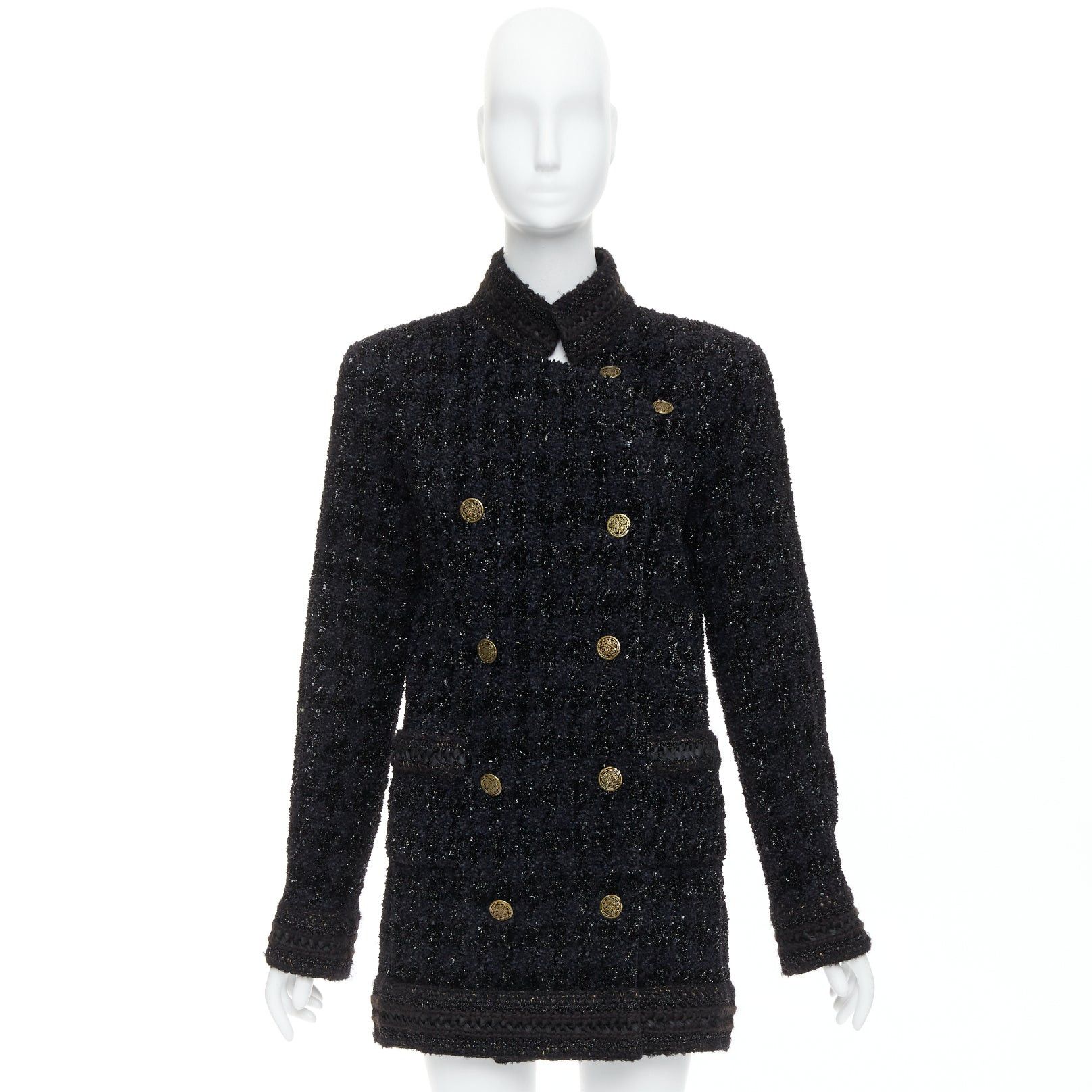 Chanel CHANEL 10A Paris Shanghai Runway black metallic checked qipao coat FR40 Size M / US 6-8 / IT 42-44 - 13 Thumbnail