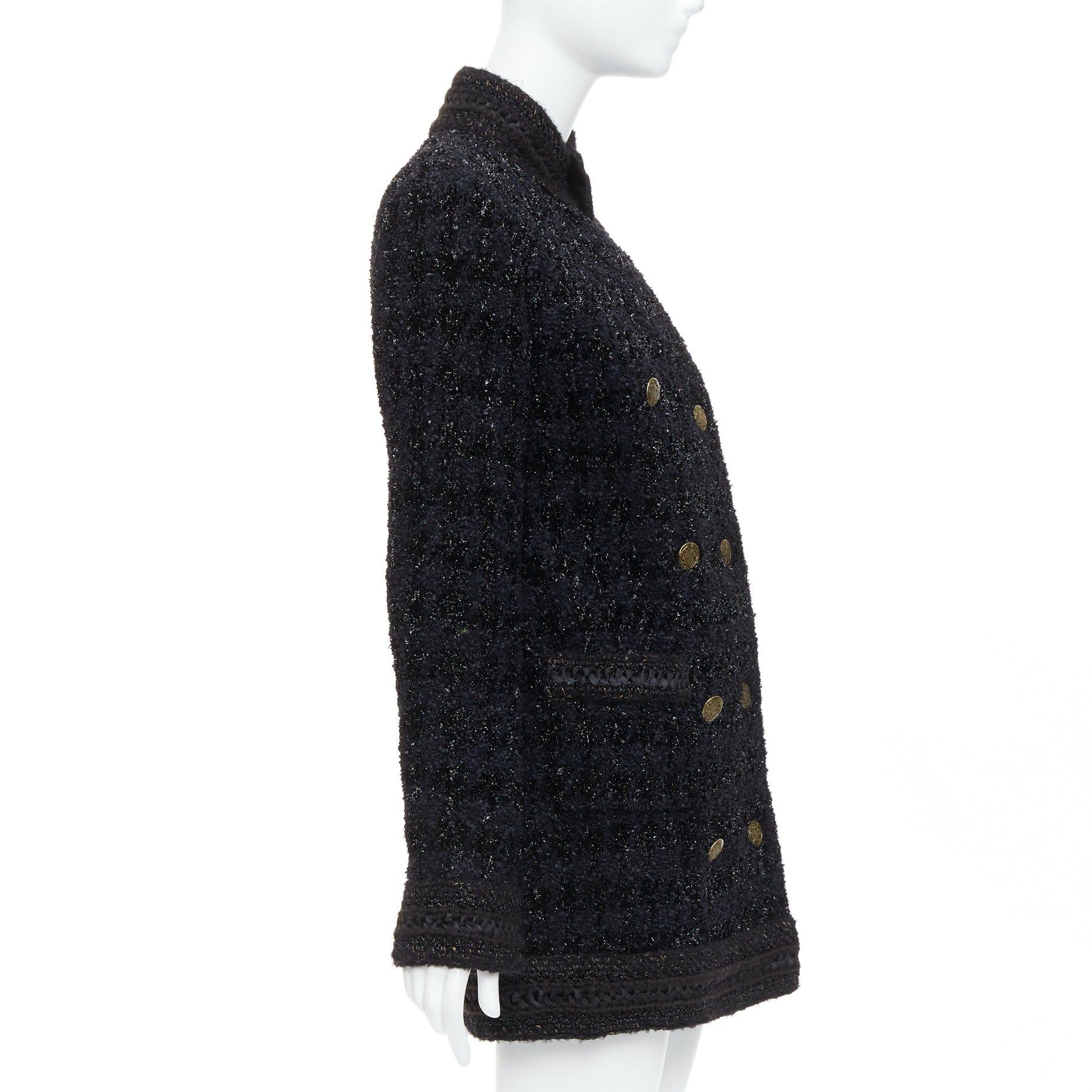 Chanel CHANEL 10A Paris Shanghai Runway black metallic checked qipao coat FR40 Size M / US 6-8 / IT 42-44 - 5 Thumbnail