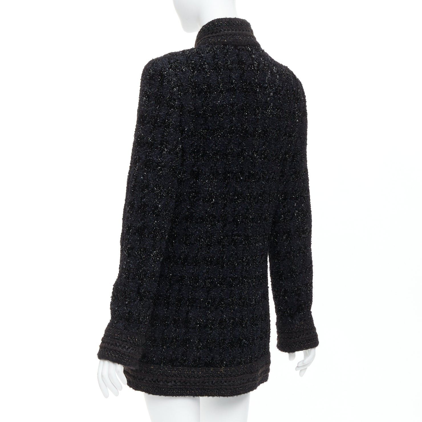 Chanel CHANEL 10A Paris Shanghai Runway black metallic checked qipao coat FR40 Size M / US 6-8 / IT 42-44 - 7 Thumbnail