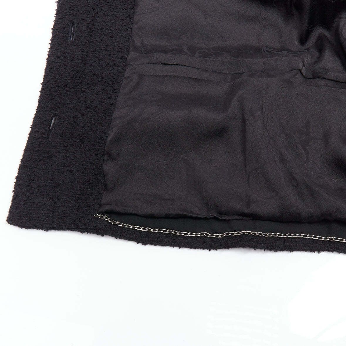 Chanel CHANEL 08A Runway black tweed braided fringe trim tromp loeil layered 4 pocket jacket FR46 Size XL / US 12-14 / IT 48-50 - 11 Thumbnail