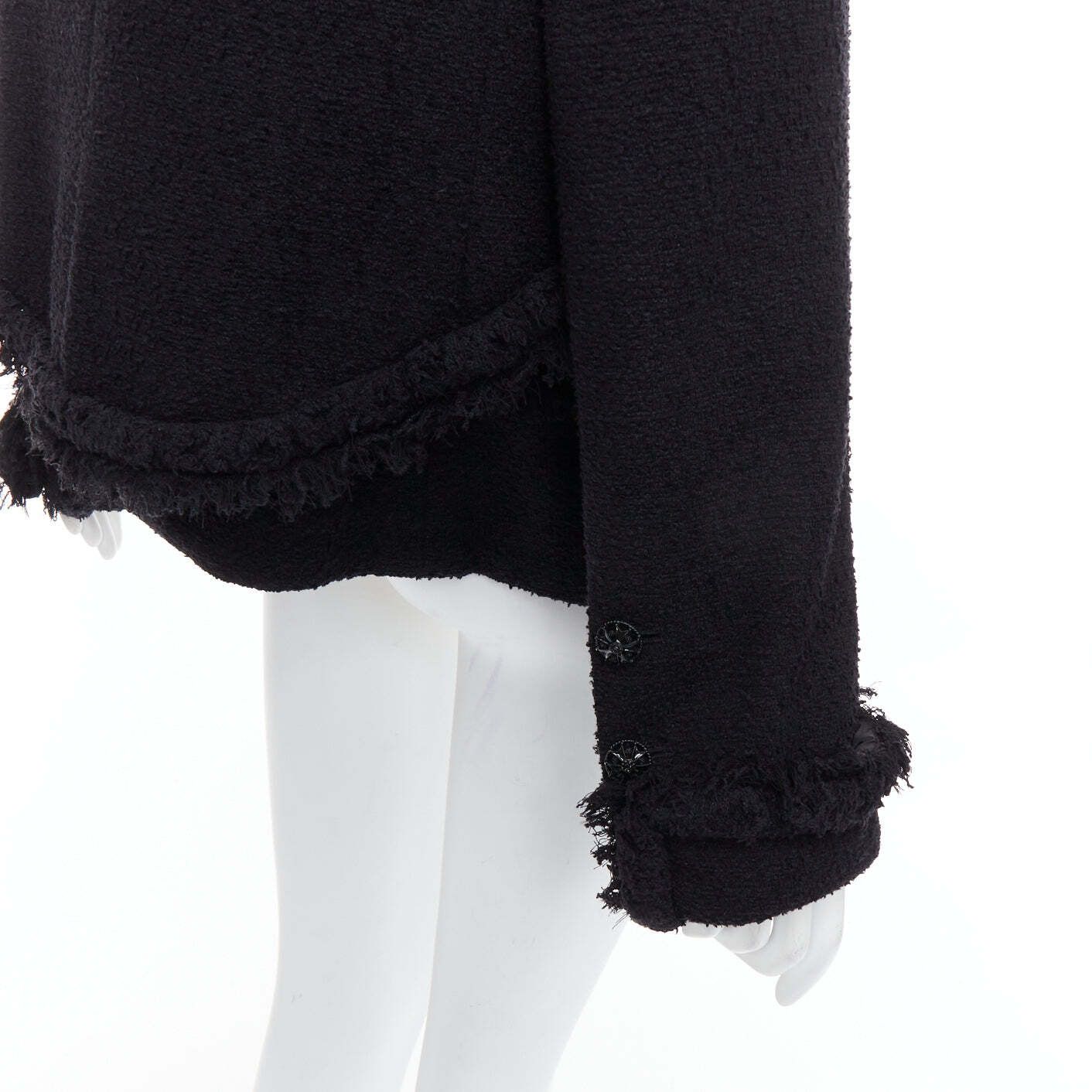 Chanel CHANEL 08A Runway black tweed braided fringe trim tromp loeil layered 4 pocket jacket FR46 Size XL / US 12-14 / IT 48-50 - 9 Thumbnail