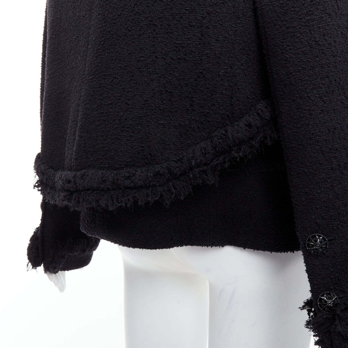 Chanel CHANEL 08A Runway black tweed braided fringe trim tromp loeil layered 4 pocket jacket FR46 Size XL / US 12-14 / IT 48-50 - 10 Thumbnail