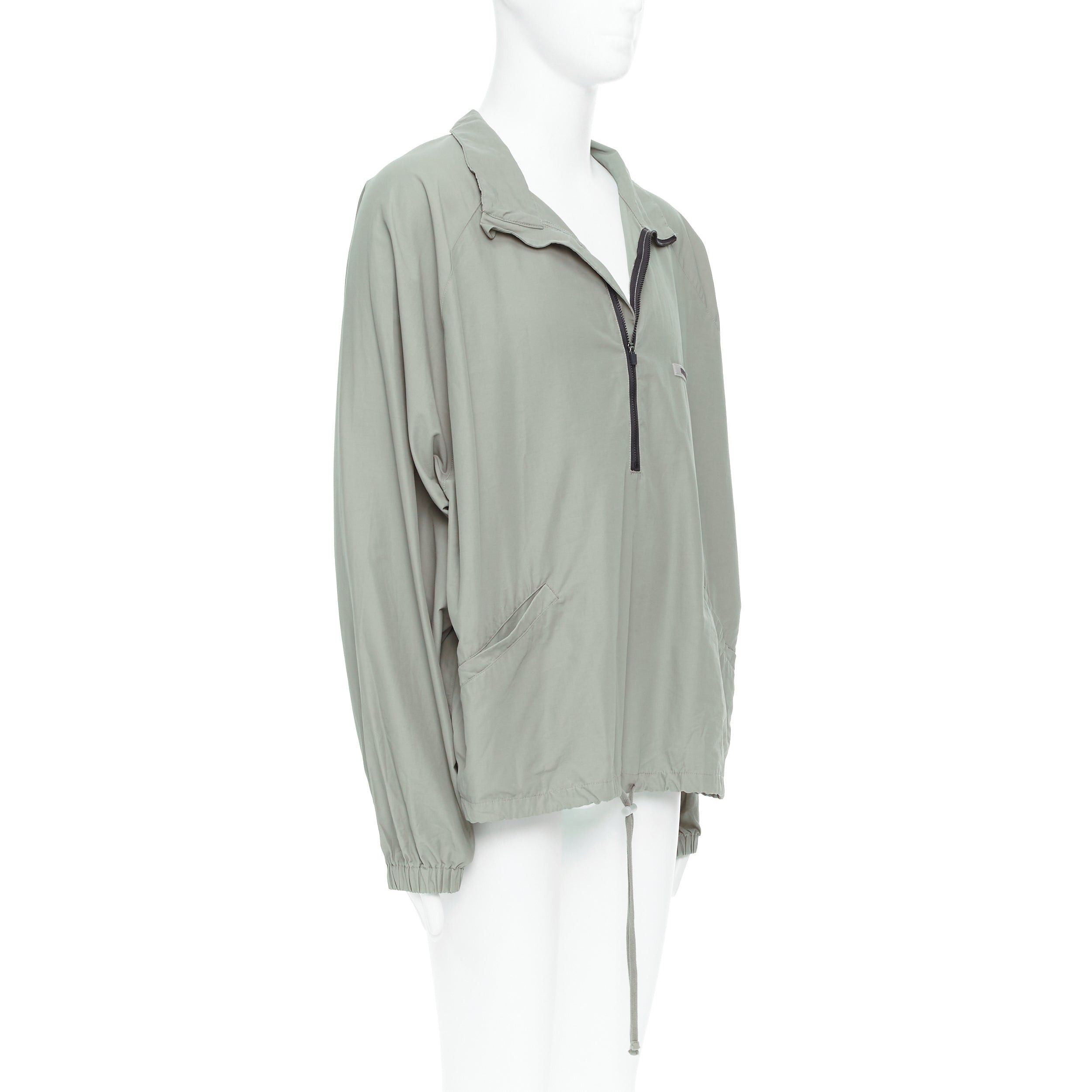Fear of God FEAR OF GOD ESSENTIALS khaki cotton nylon half zip logo pullover L Size US L / EU 52-54 / 3 - 3 Thumbnail