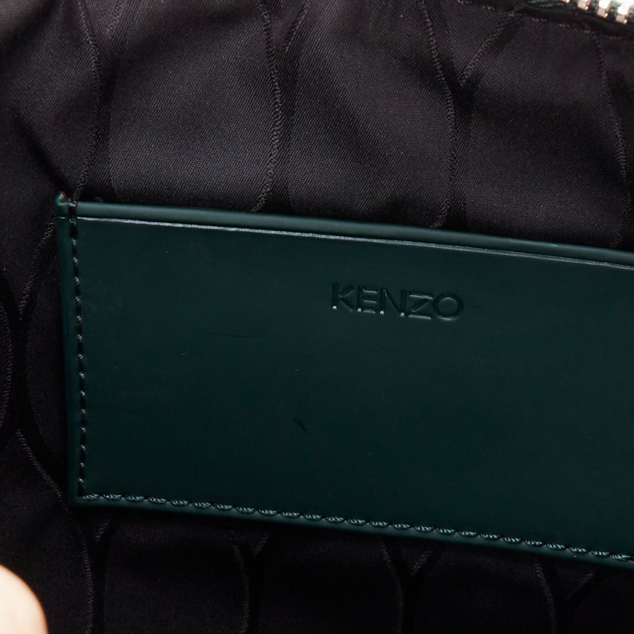 Kenzo KENZO dark green purple debossed rubber logo portfolio zip clutch Size ONE SIZE - 9 Thumbnail