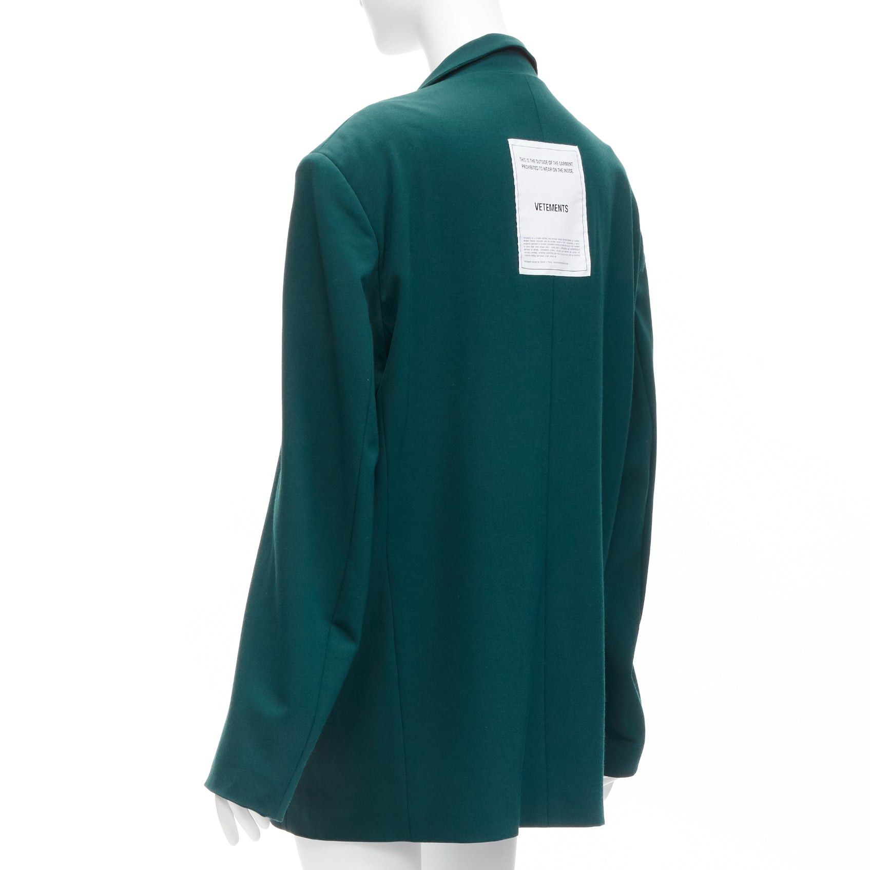 Vetements VETEMENTS 2019 forest green logo patch back oversized double-breasted blazer XS Size XS / US 0-2 / IT 36-38 - 6 Thumbnail