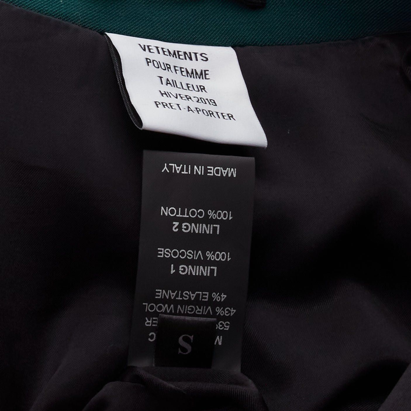 Vetements VETEMENTS 2019 forest green logo patch back oversized double-breasted blazer XS Size XS / US 0-2 / IT 36-38 - 8 Thumbnail