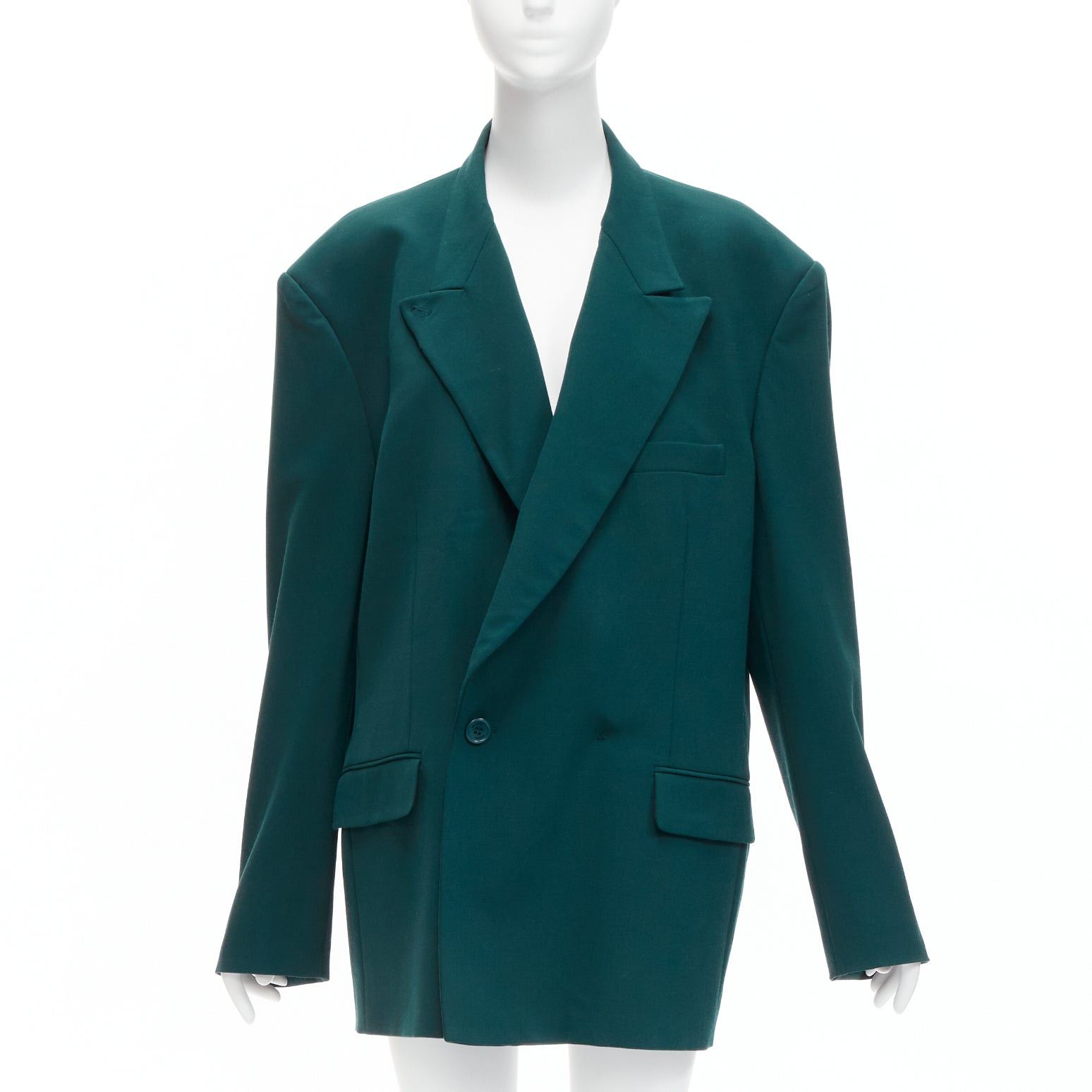 Vetements VETEMENTS 2019 forest green logo patch back oversized double-breasted blazer XS Size XS / US 0-2 / IT 36-38 - 3 Thumbnail