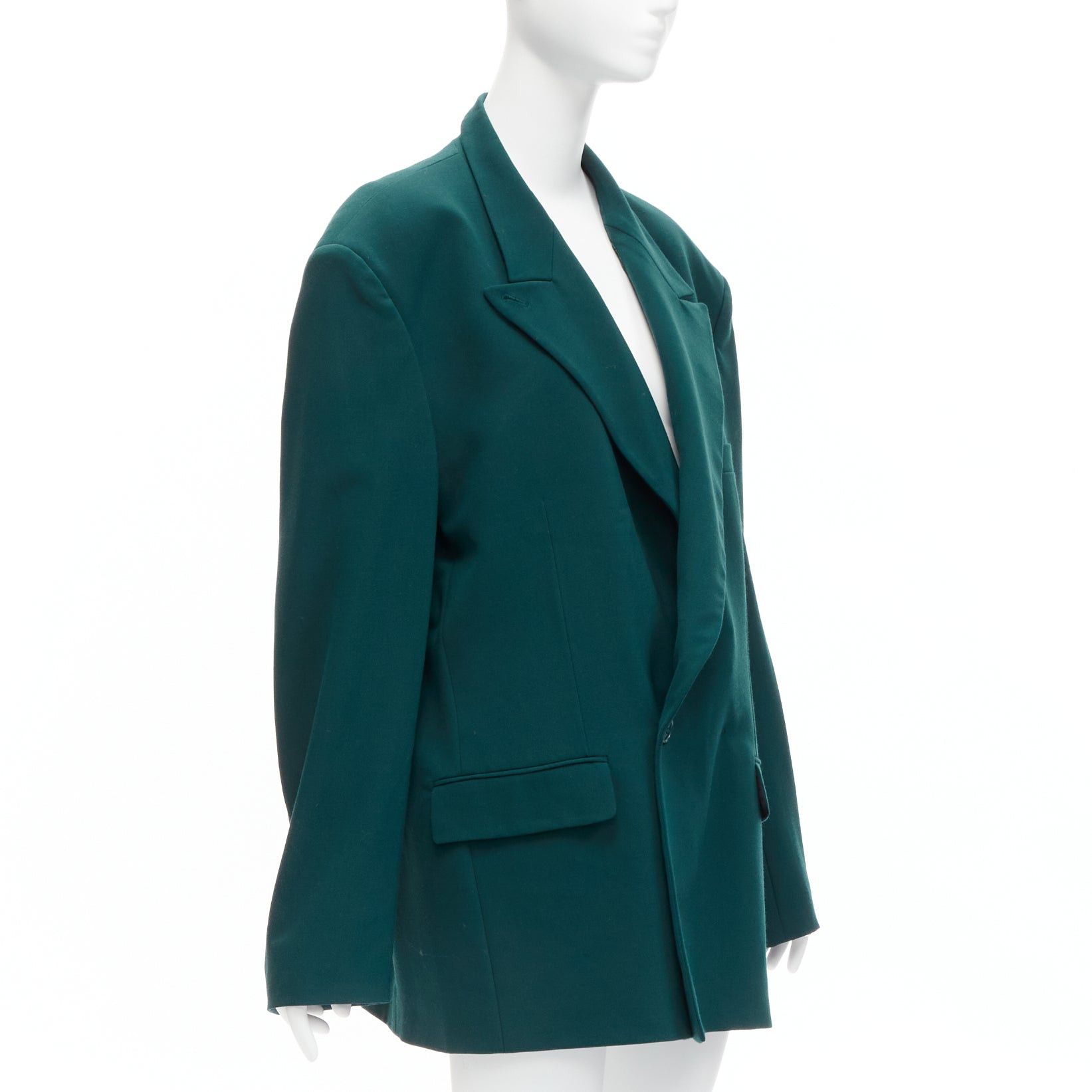 Vetements VETEMENTS 2019 forest green logo patch back oversized double-breasted blazer XS Size XS / US 0-2 / IT 36-38 - 4 Thumbnail