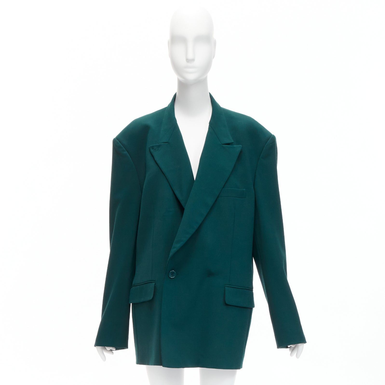 Vetements VETEMENTS 2019 forest green logo patch back oversized double-breasted blazer XS Size XS / US 0-2 / IT 36-38 - 9 Thumbnail