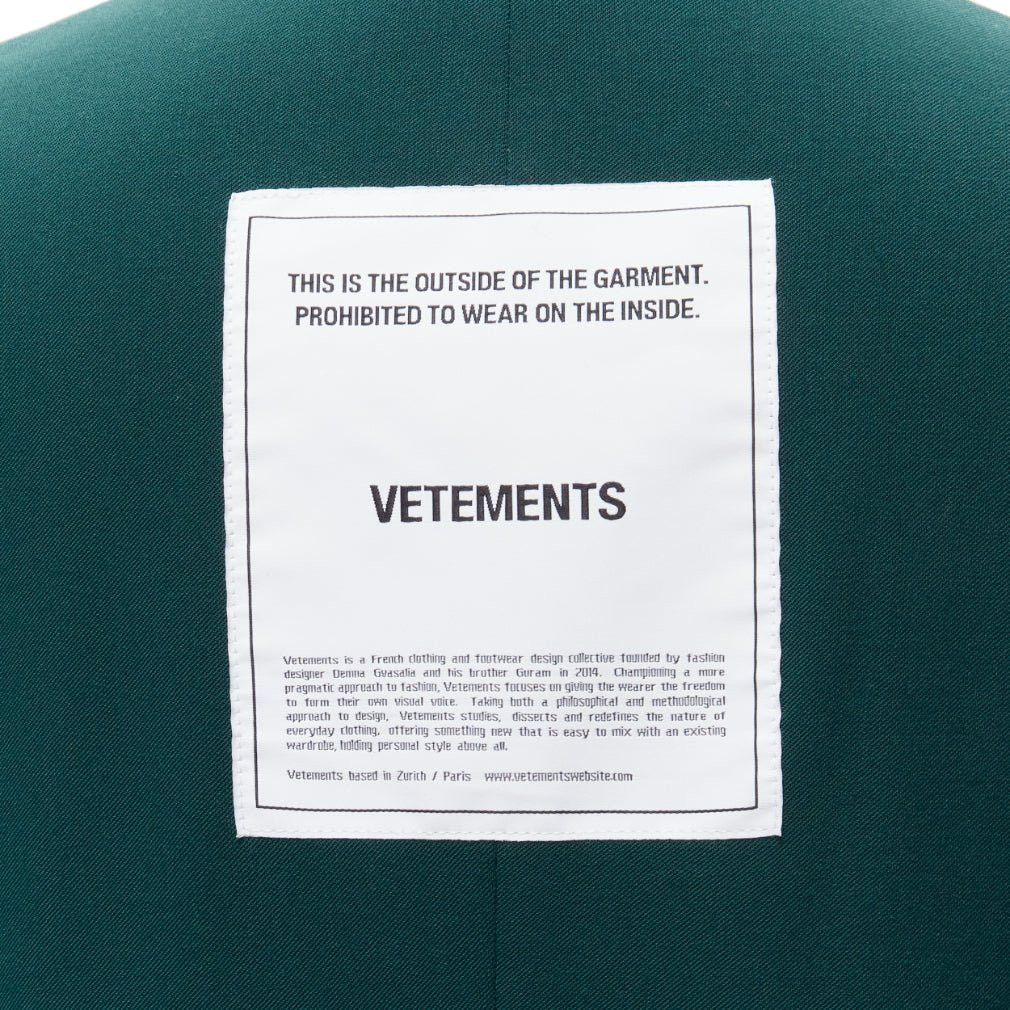 Vetements VETEMENTS 2019 forest green logo patch back oversized double-breasted blazer XS Size XS / US 0-2 / IT 36-38 - 7 Thumbnail