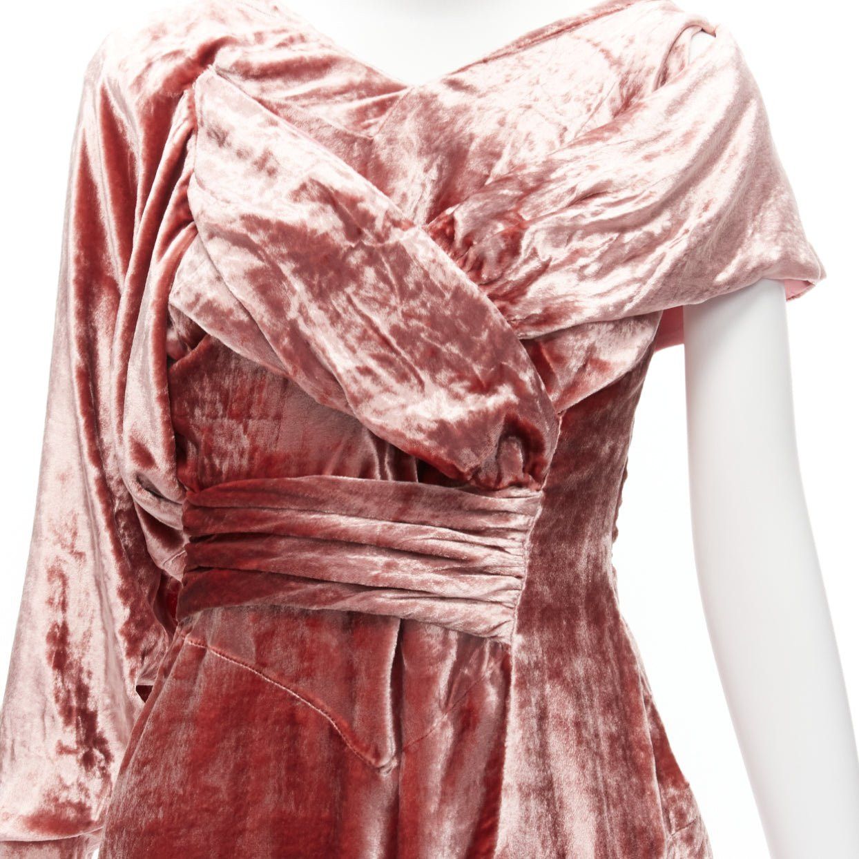 Other MICHAEL VAN DER HAM Runway pink velvet asymmetric wrap draped mini dress UK8 S Size S / US 4 / IT 40 - 2 Thumbnail