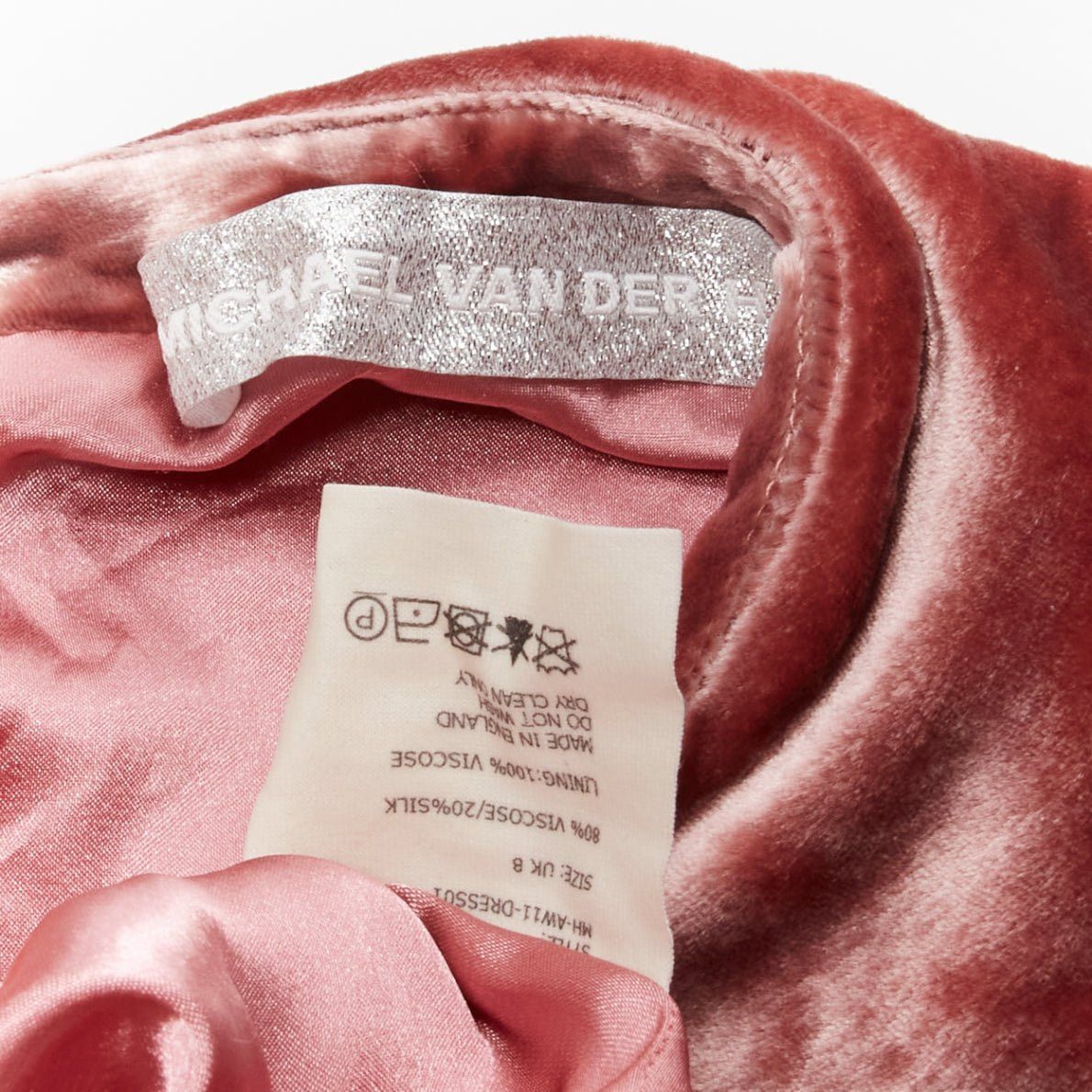 Other MICHAEL VAN DER HAM Runway pink velvet asymmetric wrap draped mini dress UK8 S Size S / US 4 / IT 40 - 9 Thumbnail