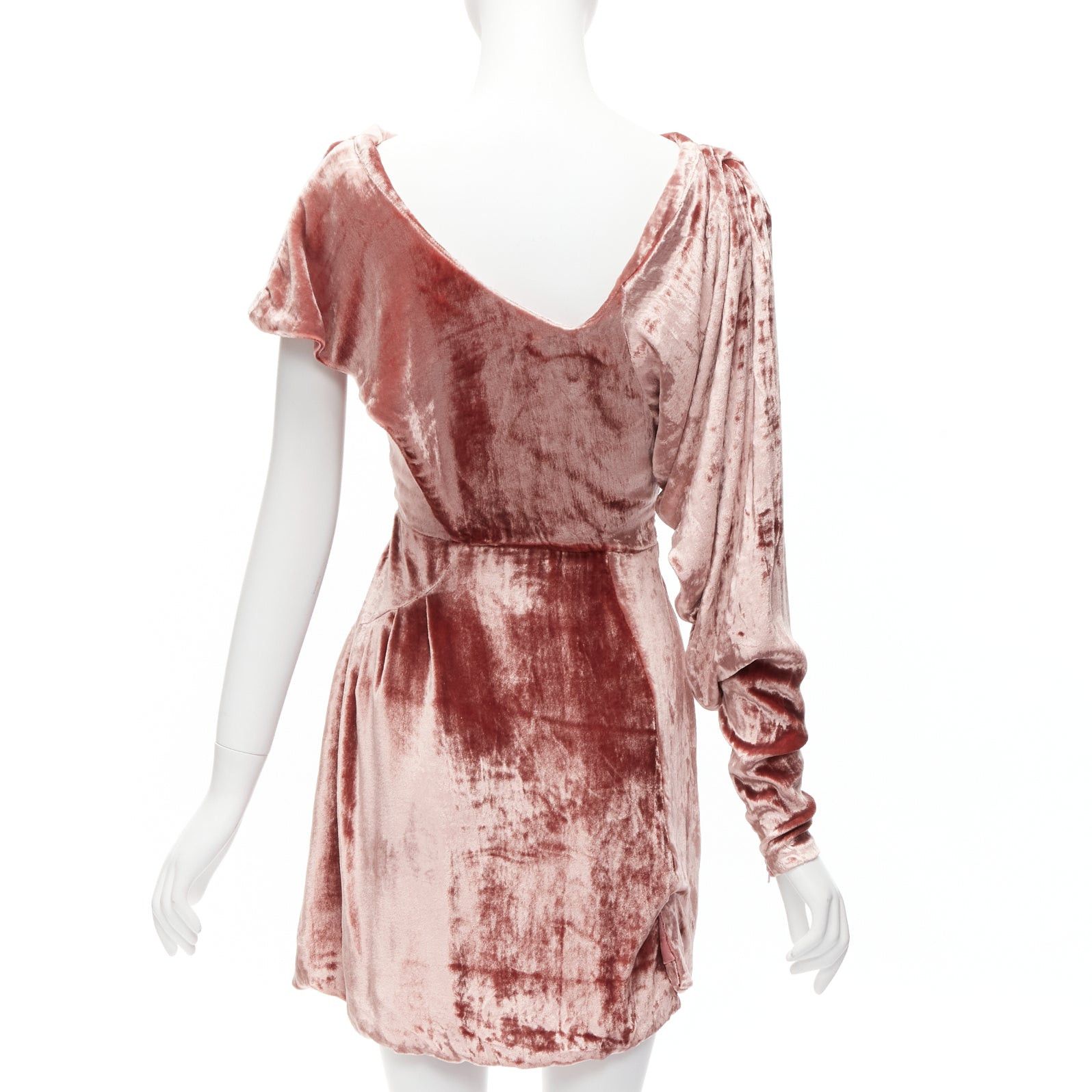 Other MICHAEL VAN DER HAM Runway pink velvet asymmetric wrap draped mini dress UK8 S Size S / US 4 / IT 40 - 5 Thumbnail