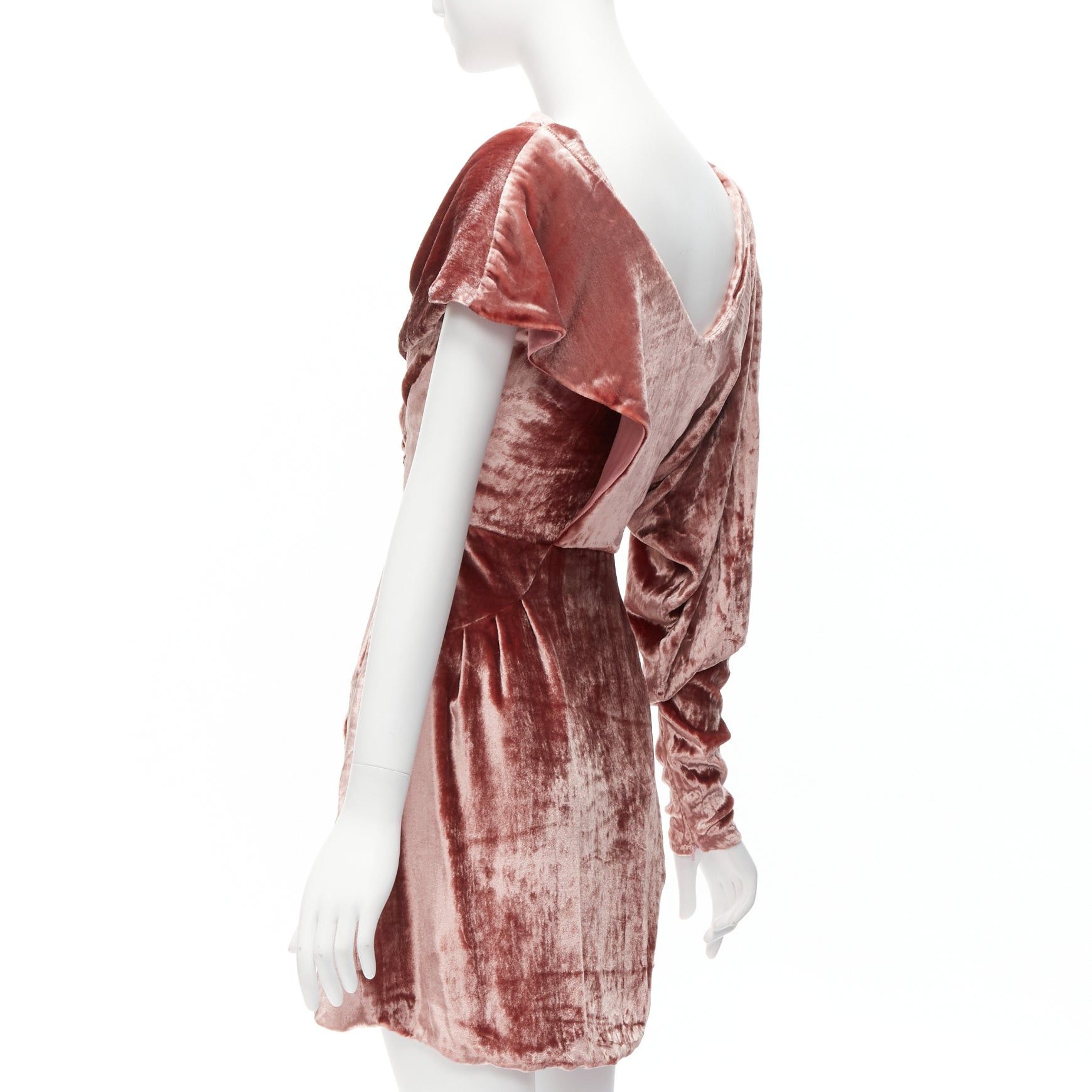 Other MICHAEL VAN DER HAM Runway pink velvet asymmetric wrap draped mini dress UK8 S Size S / US 4 / IT 40 - 6 Thumbnail