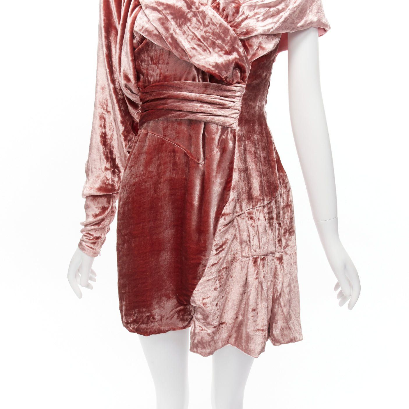 Other MICHAEL VAN DER HAM Runway pink velvet asymmetric wrap draped mini dress UK8 S Size S / US 4 / IT 40 - 8 Thumbnail