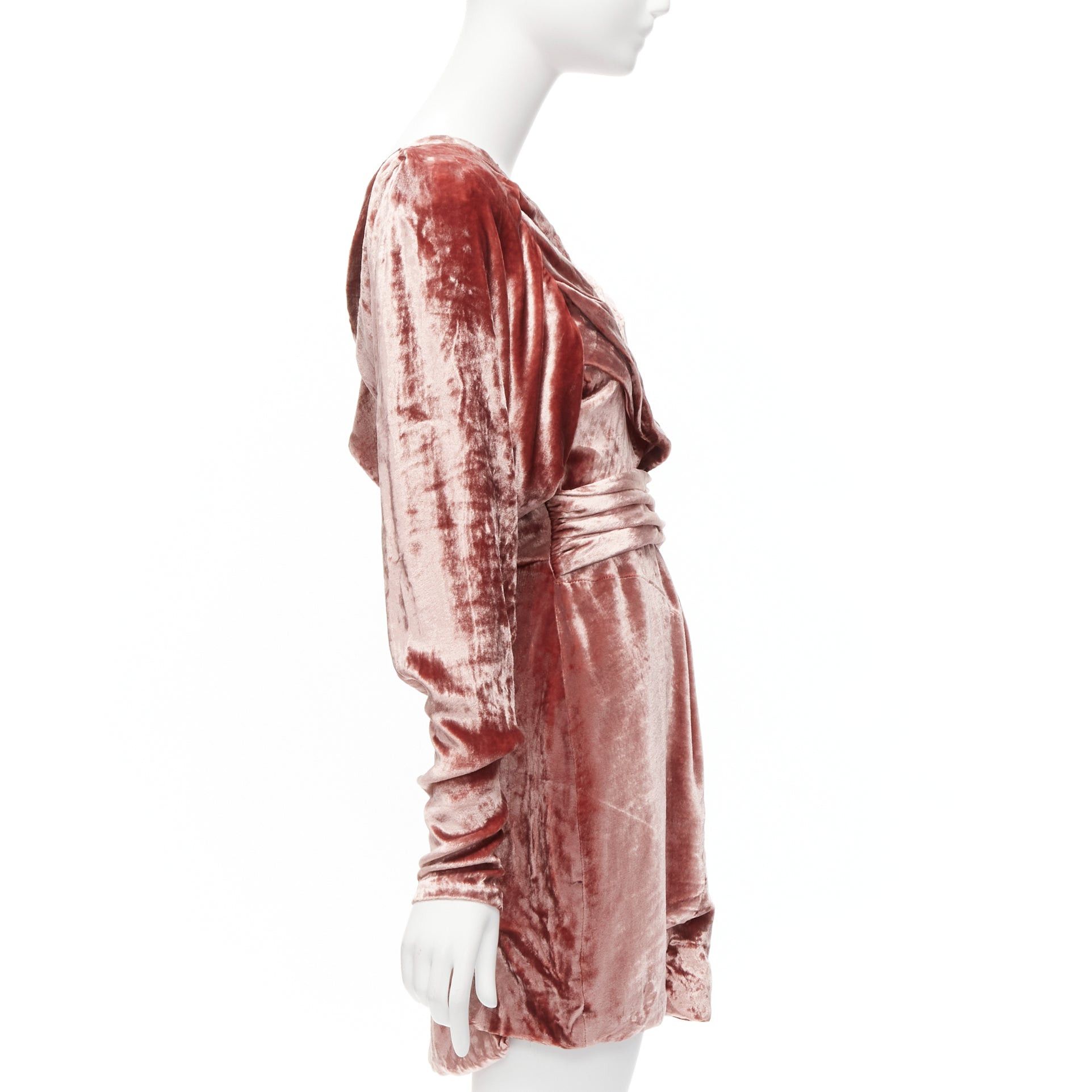 Other MICHAEL VAN DER HAM Runway pink velvet asymmetric wrap draped mini dress UK8 S Size S / US 4 / IT 40 - 4 Thumbnail