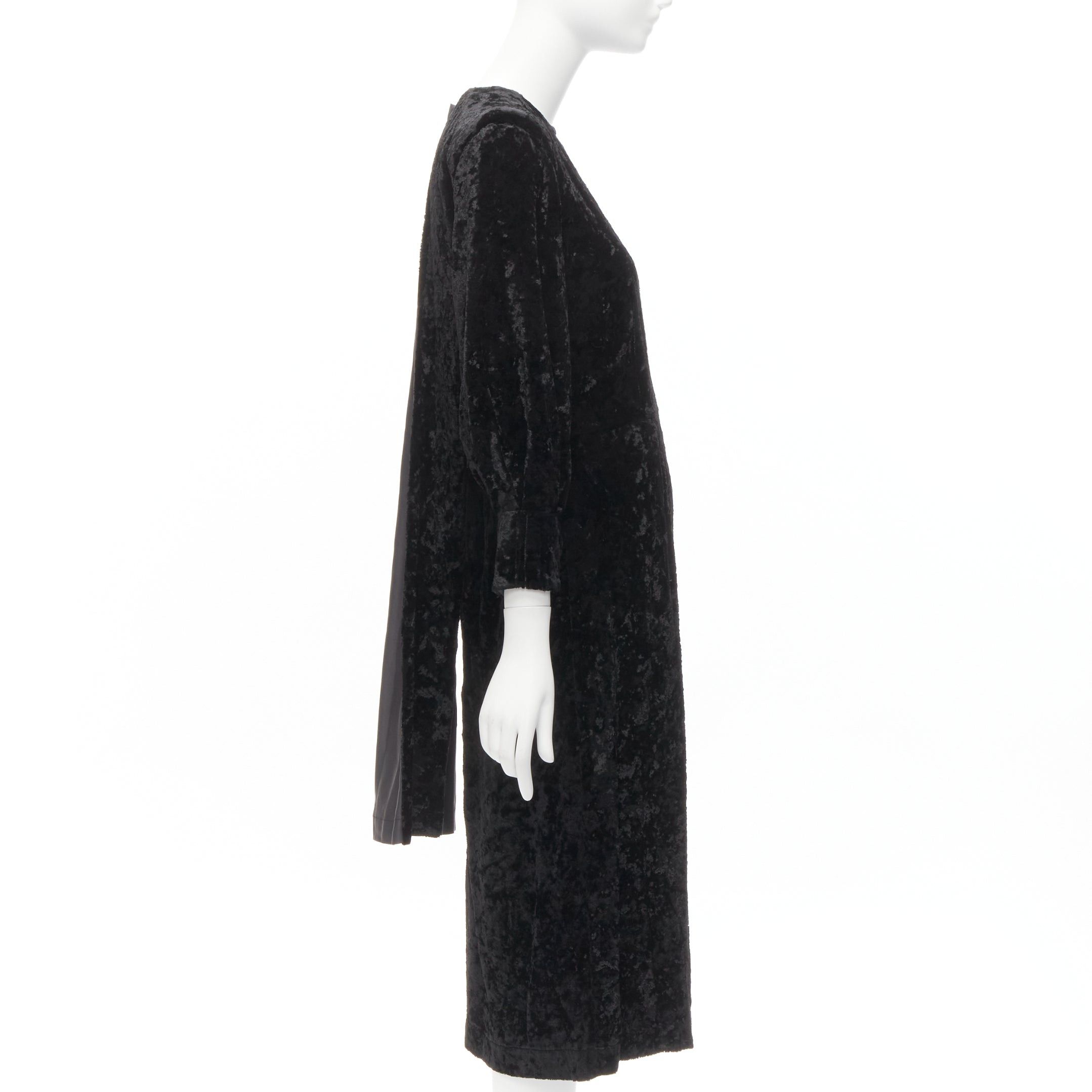 Toga TOGA ARCHIVES PULLA black crushed velvet twill layered tie back zip midi dress FR36 S Size S / US 4 / IT 40 - 4 Thumbnail
