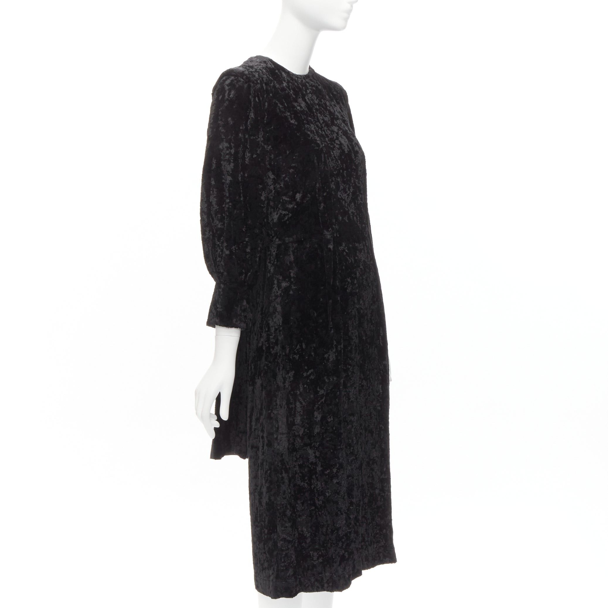 Toga TOGA ARCHIVES PULLA black crushed velvet twill layered tie back zip midi dress FR36 S Size S / US 4 / IT 40 - 3 Thumbnail
