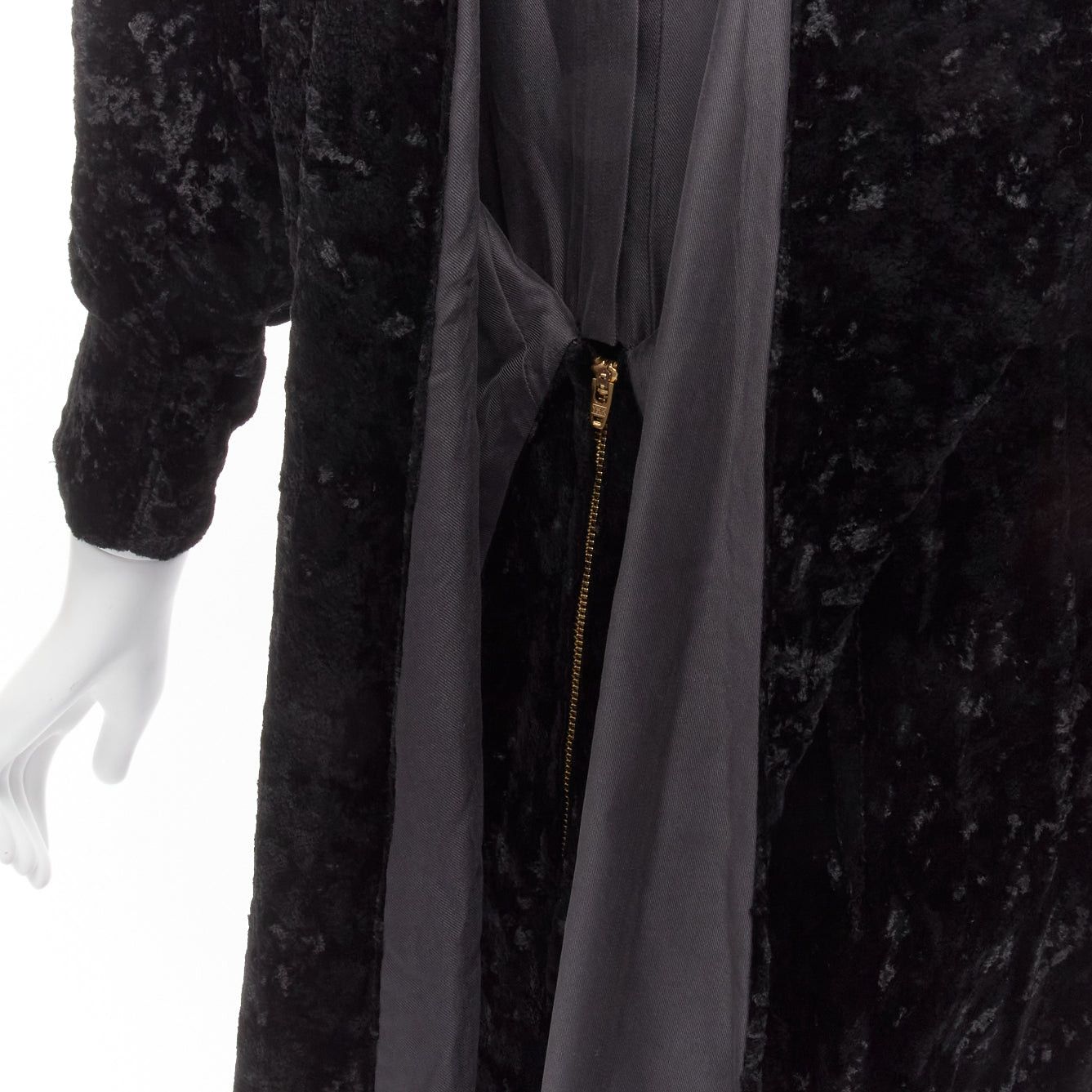 Toga TOGA ARCHIVES PULLA black crushed velvet twill layered tie back zip midi dress FR36 S Size S / US 4 / IT 40 - 6 Thumbnail