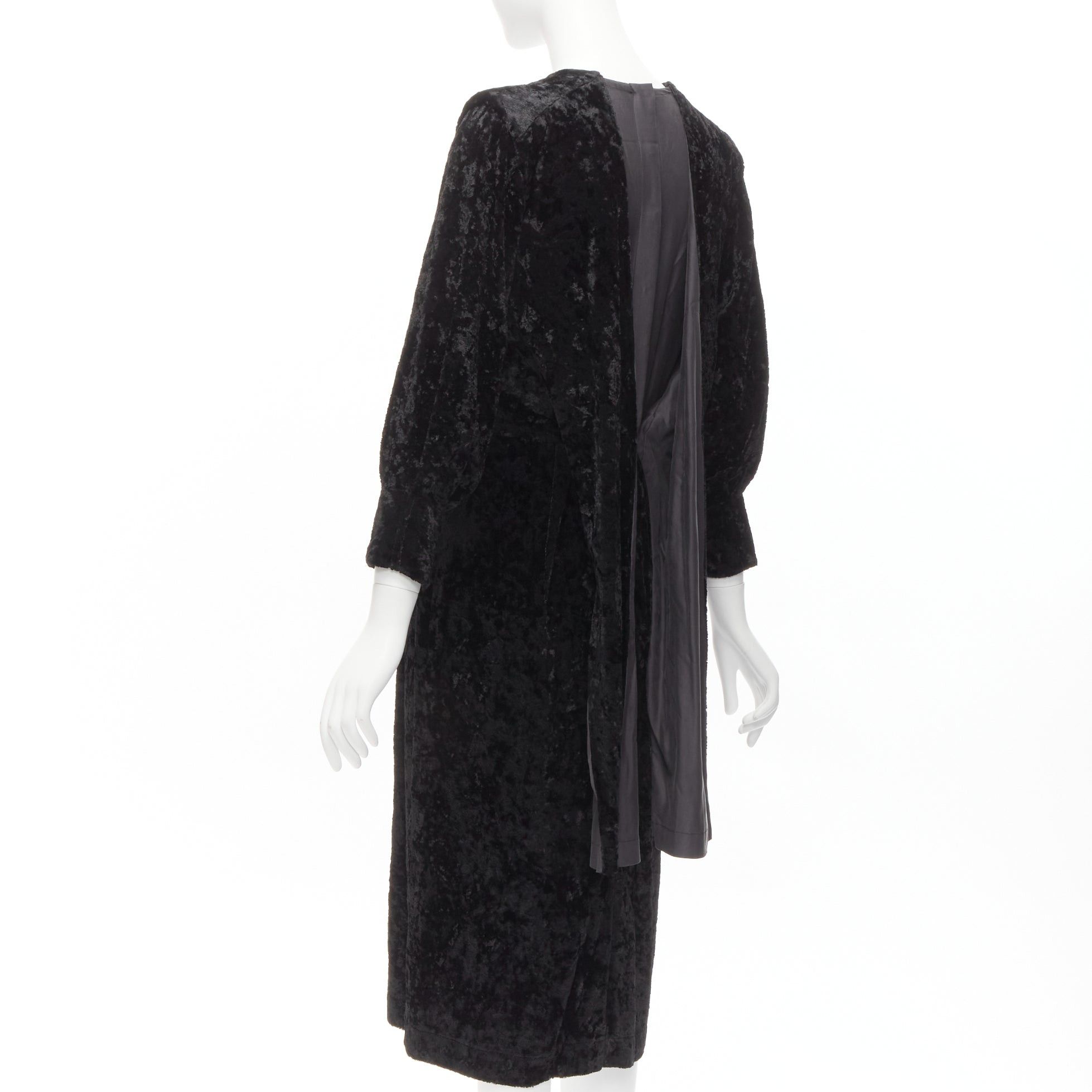 Toga TOGA ARCHIVES PULLA black crushed velvet twill layered tie back zip midi dress FR36 S Size S / US 4 / IT 40 - 5 Thumbnail