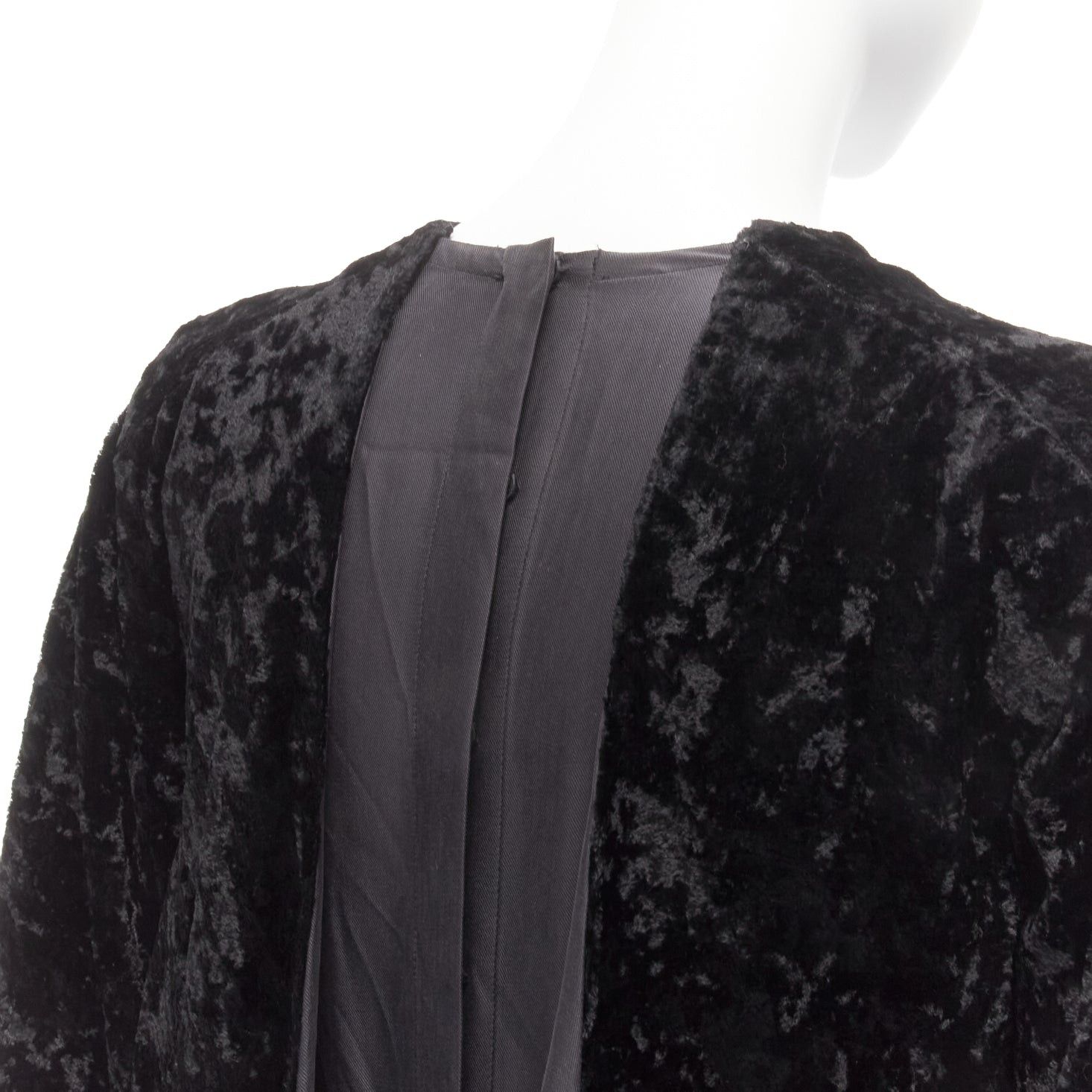 Toga TOGA ARCHIVES PULLA black crushed velvet twill layered tie back zip midi dress FR36 S Size S / US 4 / IT 40 - 7 Thumbnail