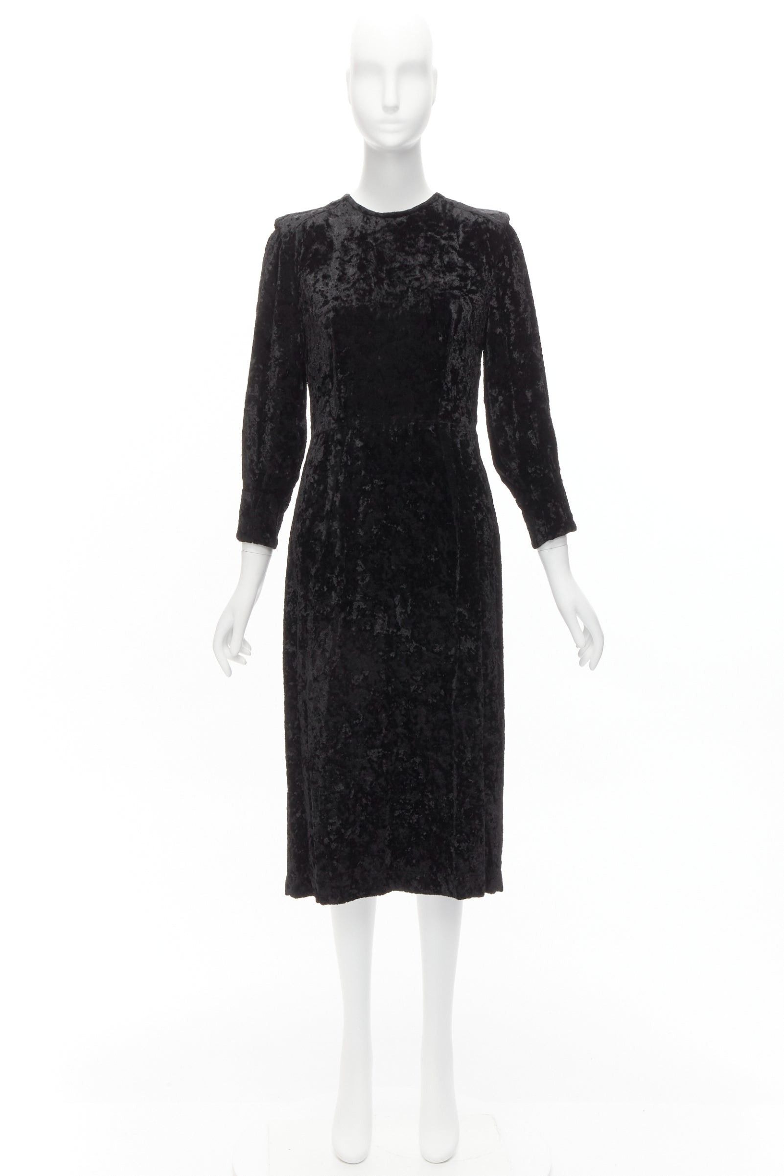 Toga TOGA ARCHIVES PULLA black crushed velvet twill layered tie back zip midi dress FR36 S Size S / US 4 / IT 40 - 9 Thumbnail