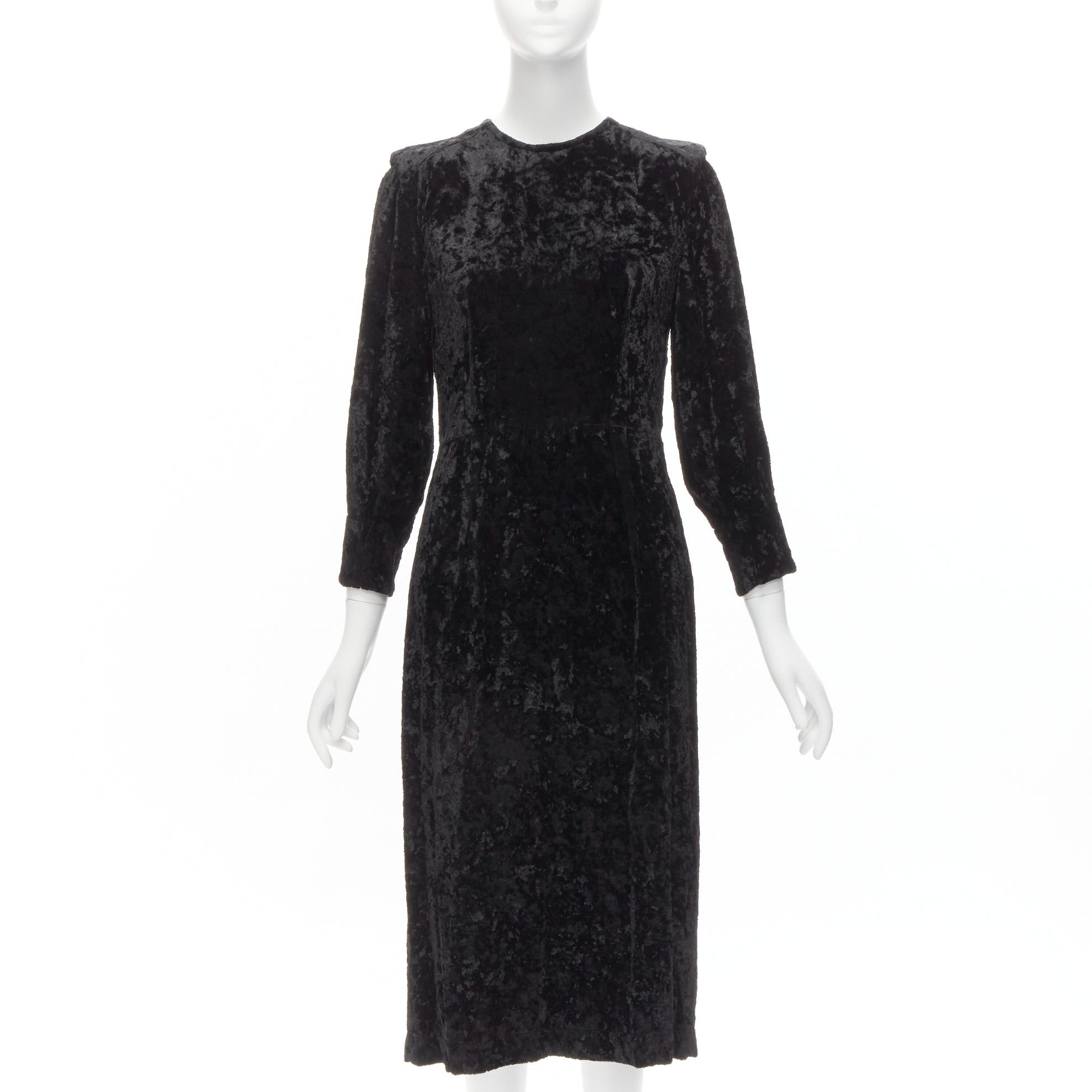Toga TOGA ARCHIVES PULLA black crushed velvet twill layered tie back zip midi dress FR36 S Size S / US 4 / IT 40 - 2 Thumbnail