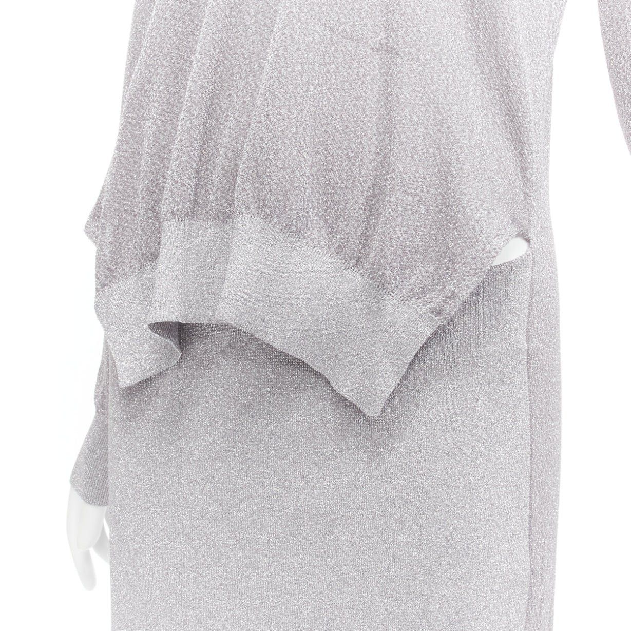 Toga TOGA ARCHIVES metallic silver lurex pleats layered hem ribbed long sleeves dress FR36 S Size S / US 4 / IT 40 - 7 Thumbnail