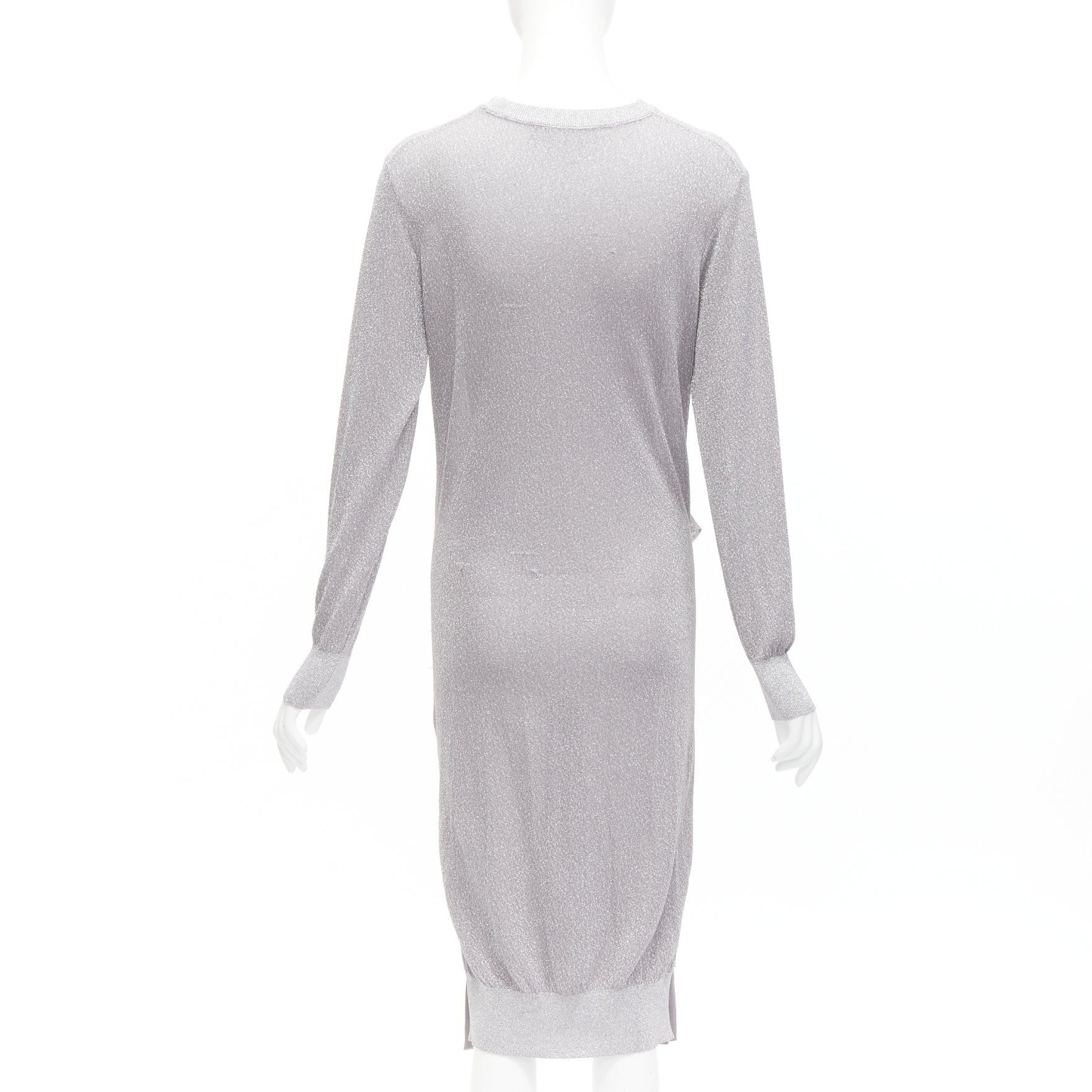 Toga TOGA ARCHIVES metallic silver lurex pleats layered hem ribbed long sleeves dress FR36 S Size S / US 4 / IT 40 - 5 Thumbnail