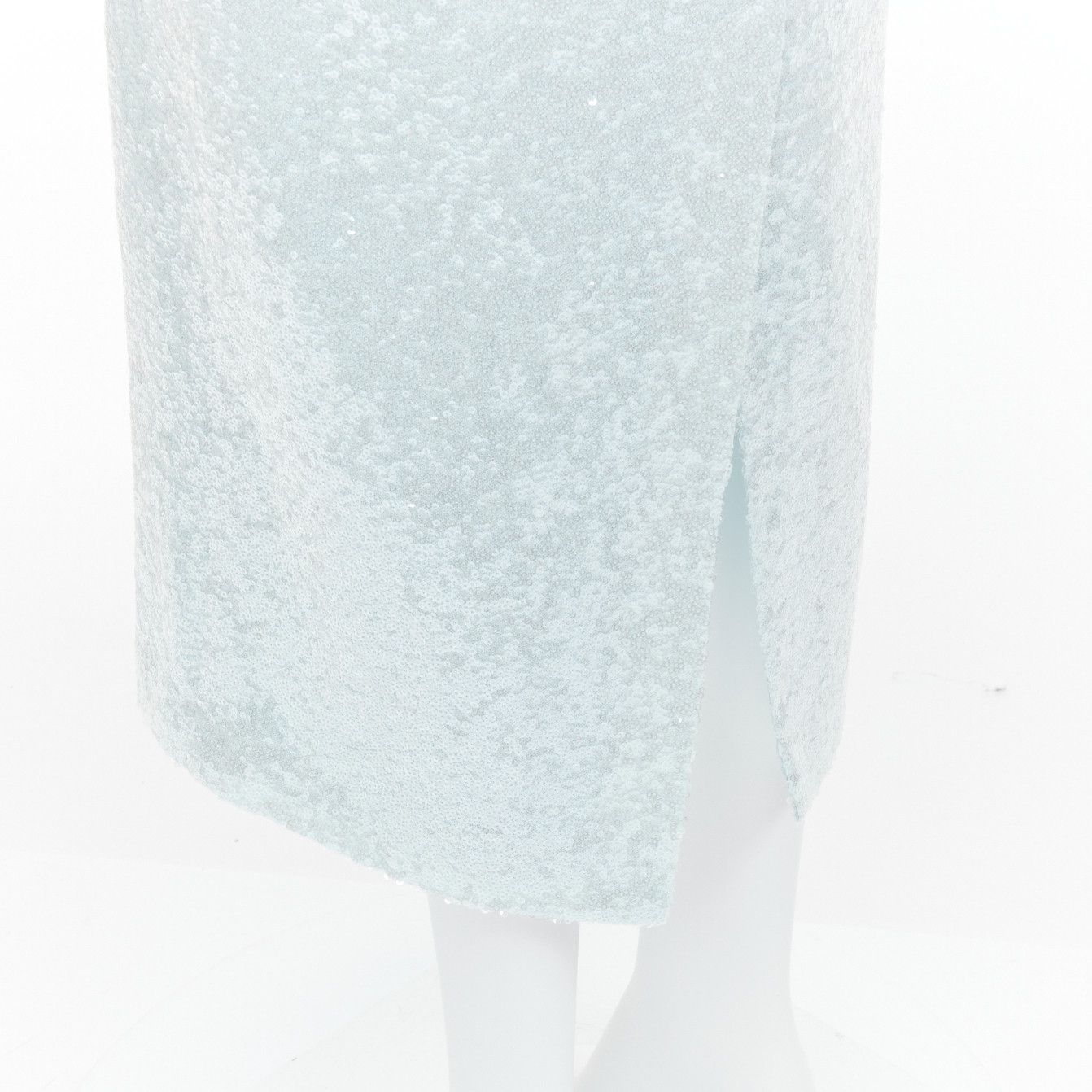 16Arlington 16ARLINGTON Vida light blue sequins high neck long sleeves cocktail dress UK6 XS Size XS / US 0-2 / IT 36-38 - 7 Thumbnail