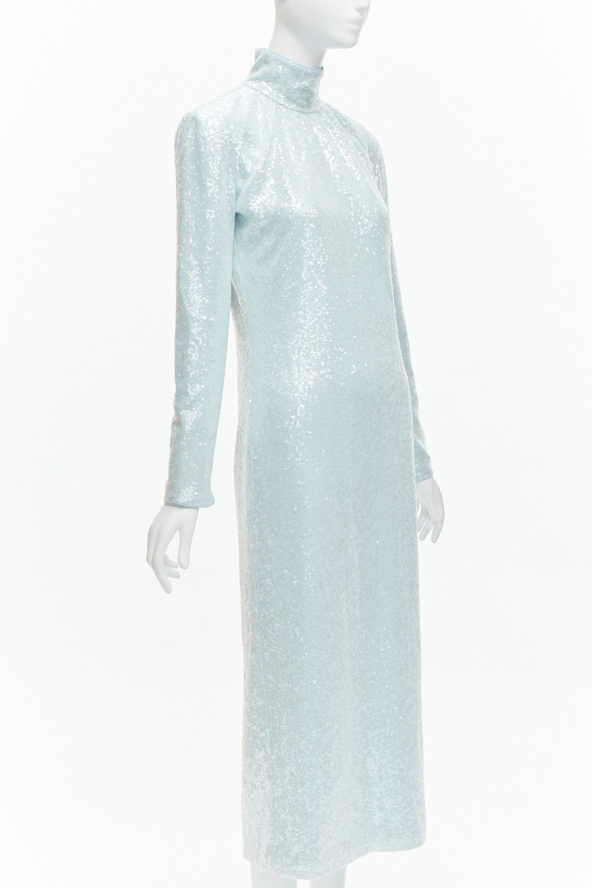 16Arlington 16ARLINGTON Vida light blue sequins high neck long sleeves cocktail dress UK6 XS Size XS / US 0-2 / IT 36-38 - 3 Thumbnail